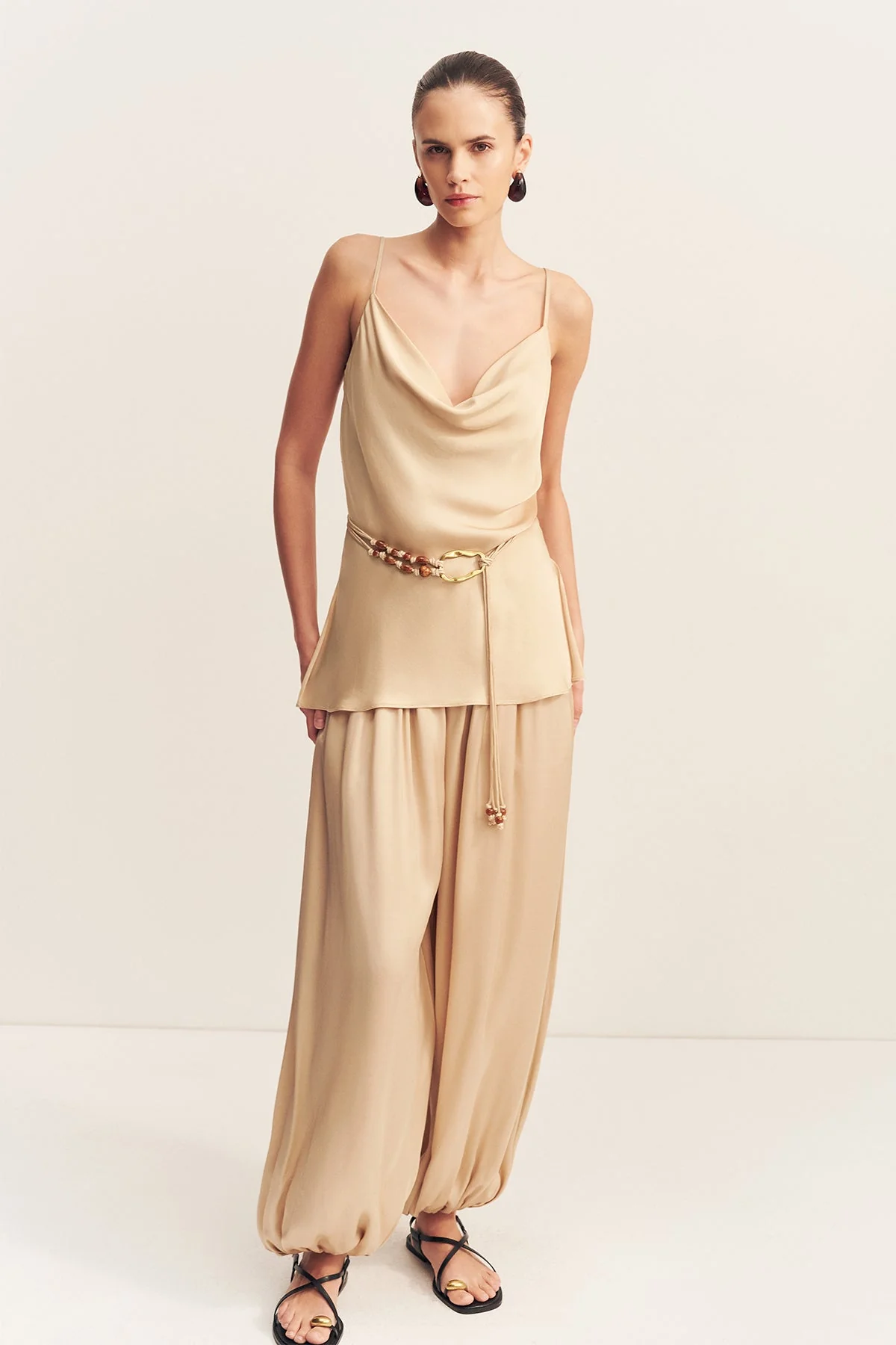 AGNES COWL NECK TUNIC WITH BELT - OAT - Image 6