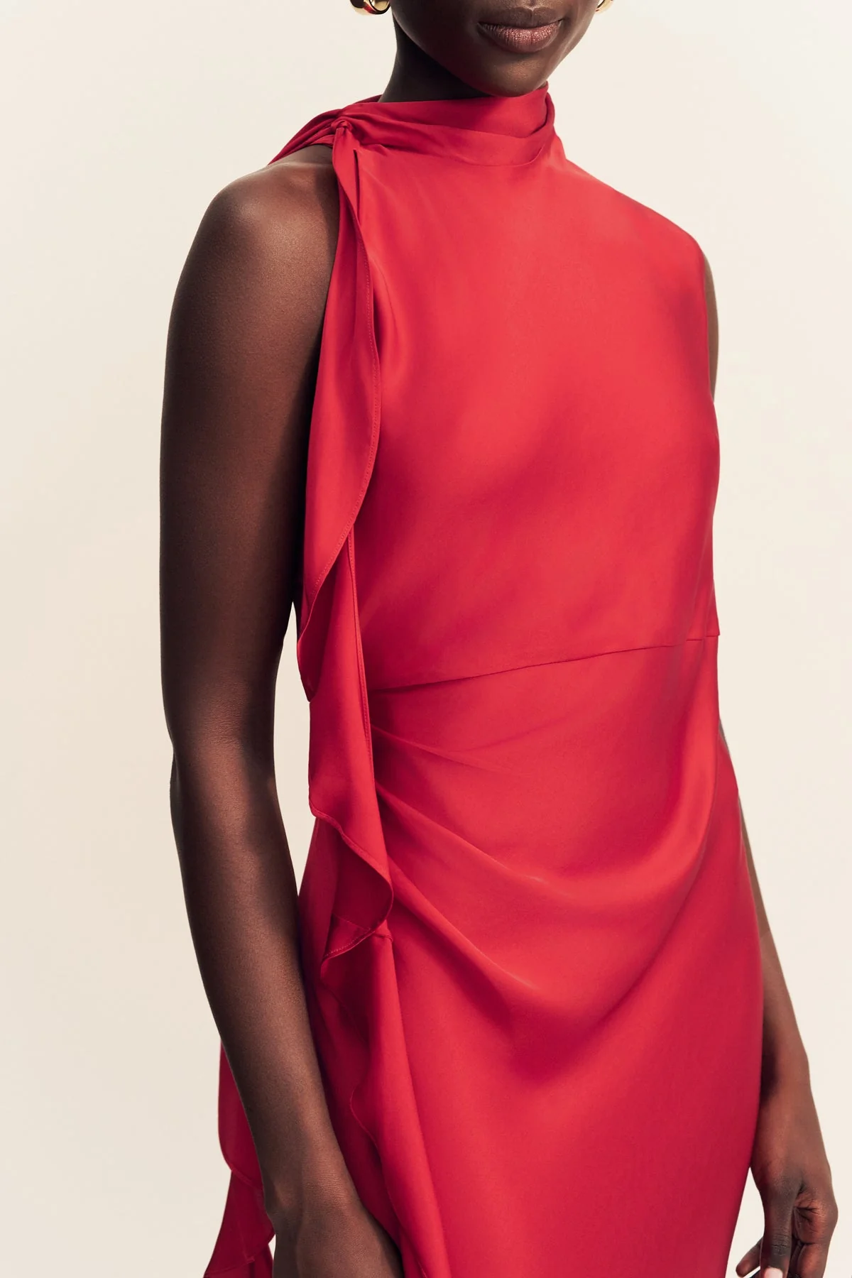 AGNES DRAPED RUFFLE MAXI DRESS - CHERRY - Image 6