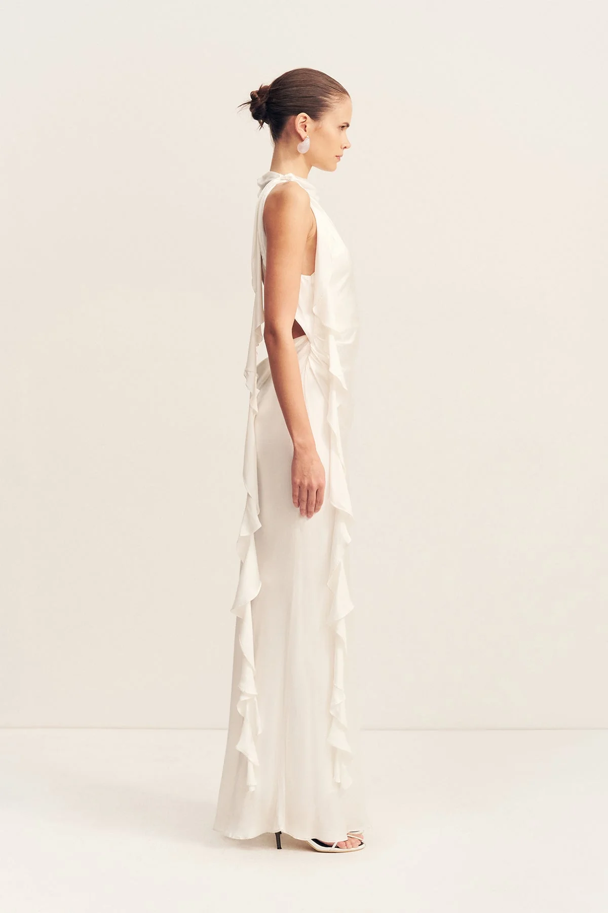 AGNES DRAPED RUFFLE MAXI DRESS - IVORY - Image 4