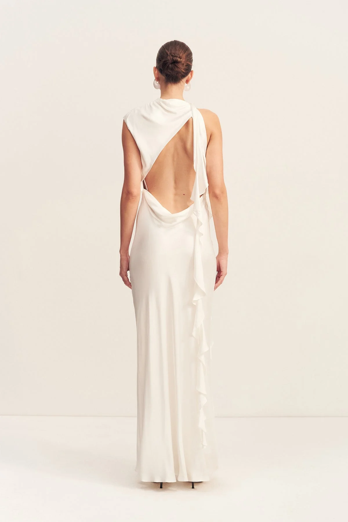 AGNES DRAPED RUFFLE MAXI DRESS - IVORY - Image 5