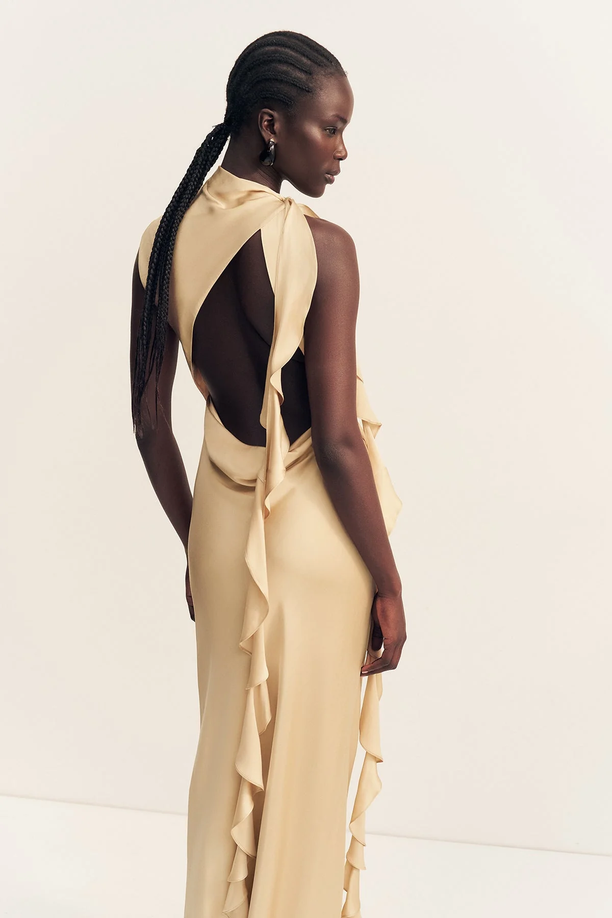 AGNES DRAPED RUFFLE MAXI DRESS - OAT - Image 2