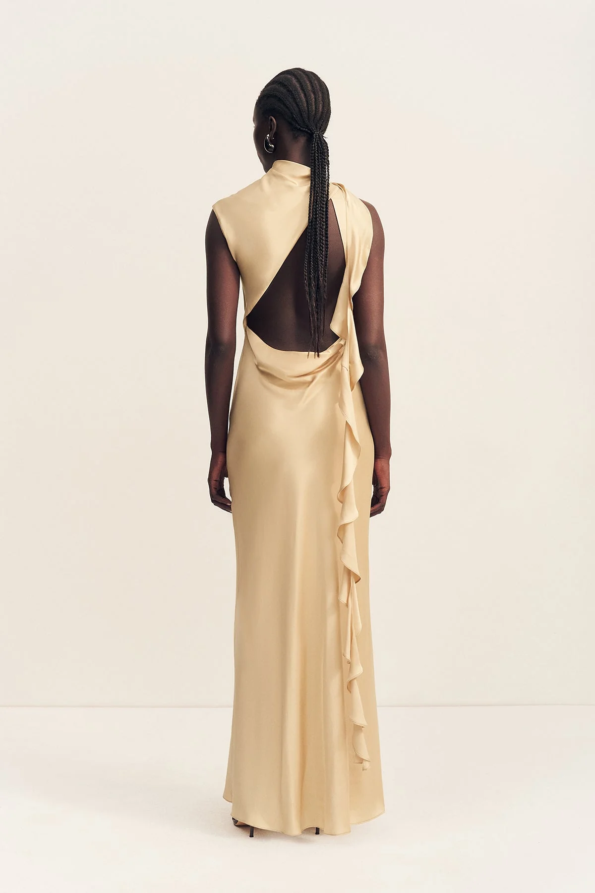 AGNES DRAPED RUFFLE MAXI DRESS - OAT - Image 5