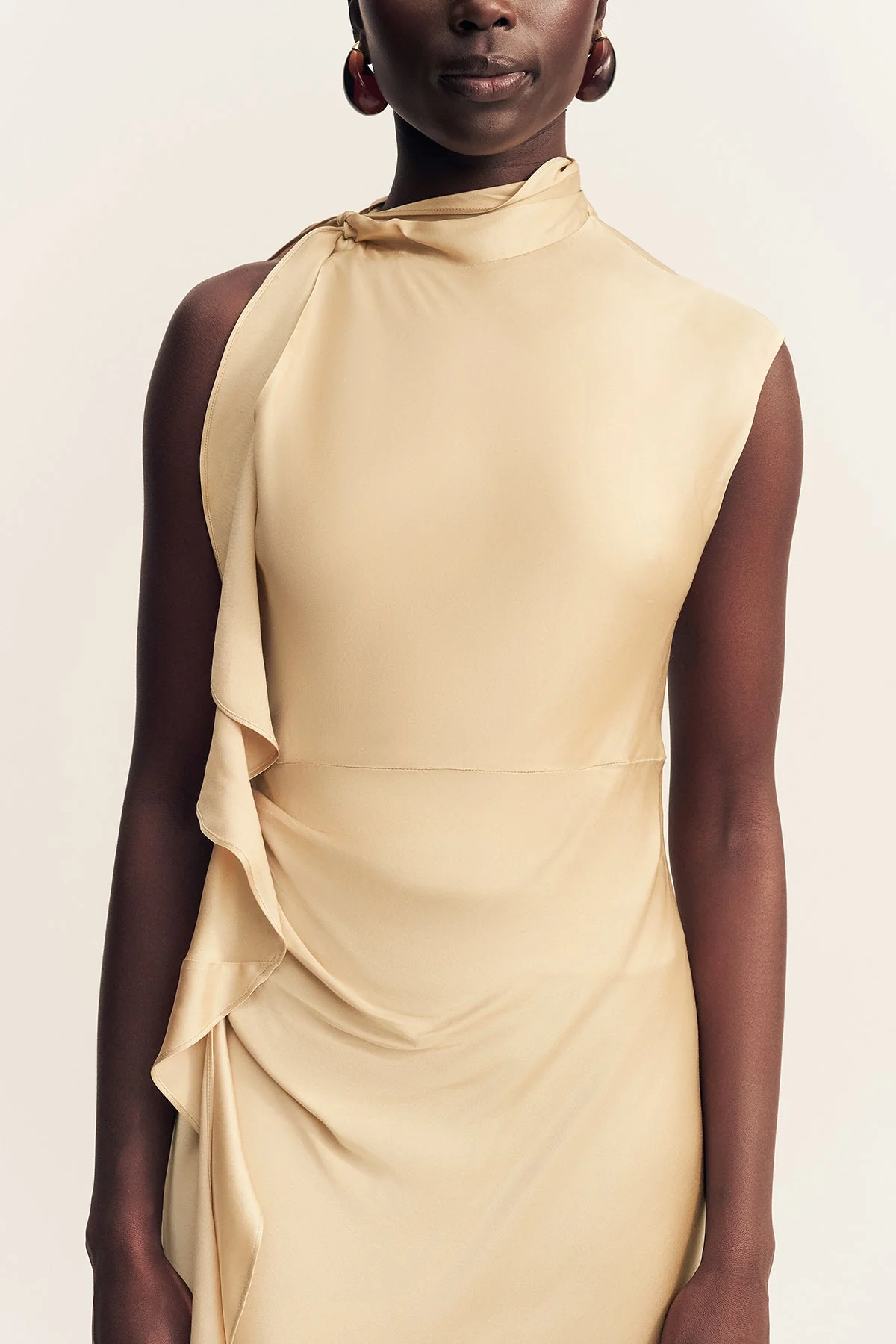 AGNES DRAPED RUFFLE MAXI DRESS - OAT - Image 6