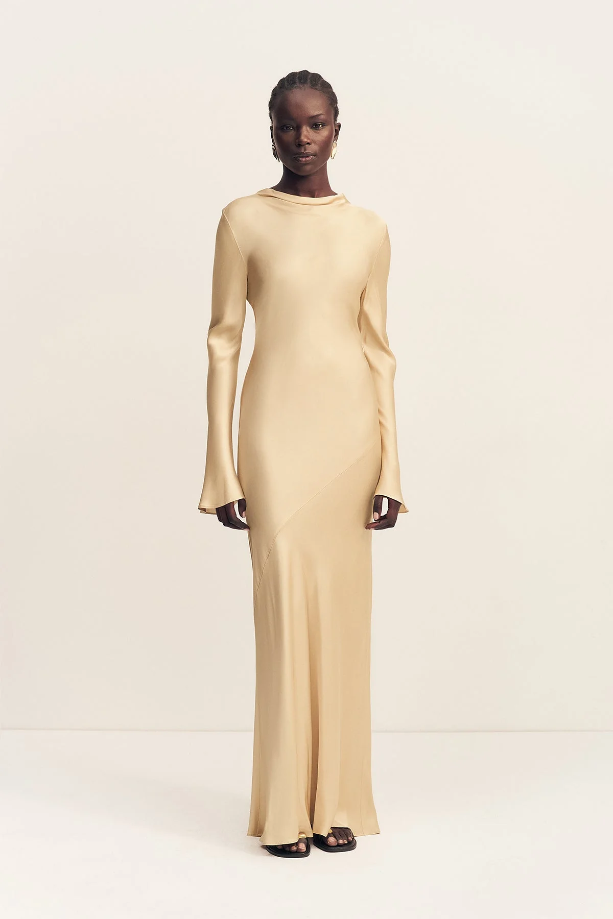 AGNES LONG SLEEVE MAXI DRESS WITH BELT - OAT - Image 6