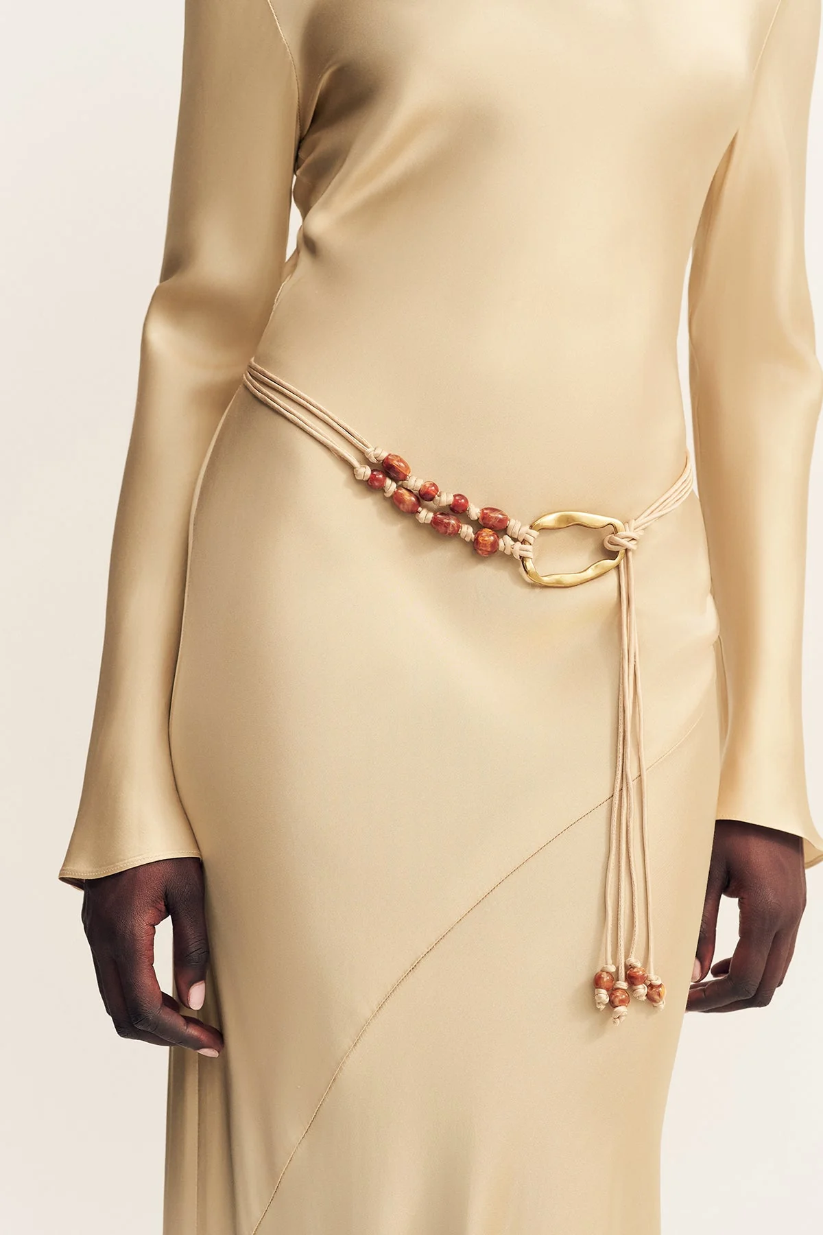 AGNES LONG SLEEVE MAXI DRESS WITH BELT - OAT - Image 8