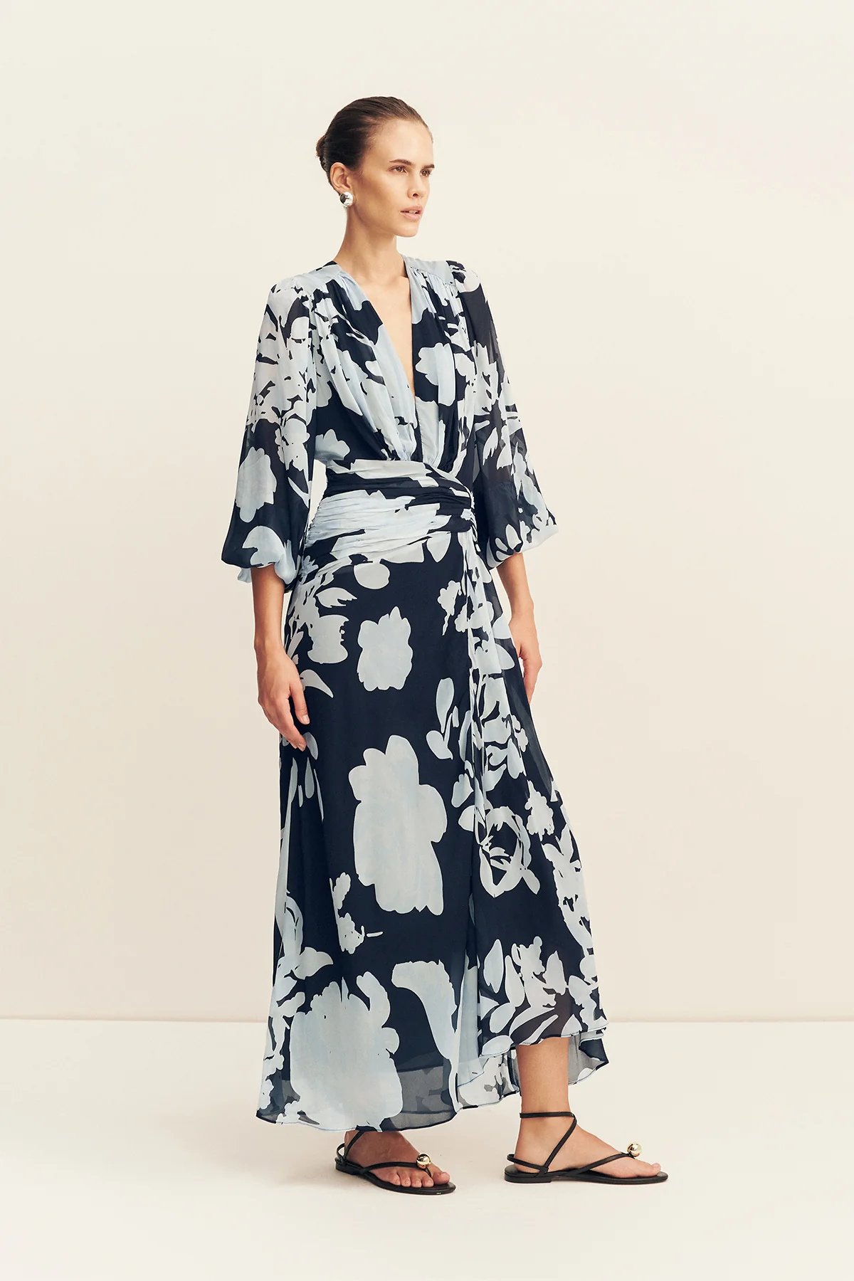 ALEYNA LONG SLEEVE RUCHED MAXI DRESS - Image 3