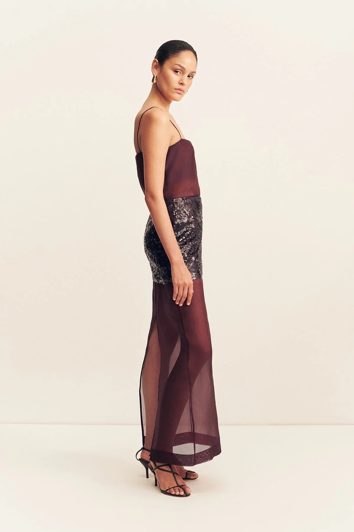 AMERIE SILK SEQUIN MAXI SKIRT - PORT ROYALE - Image 3