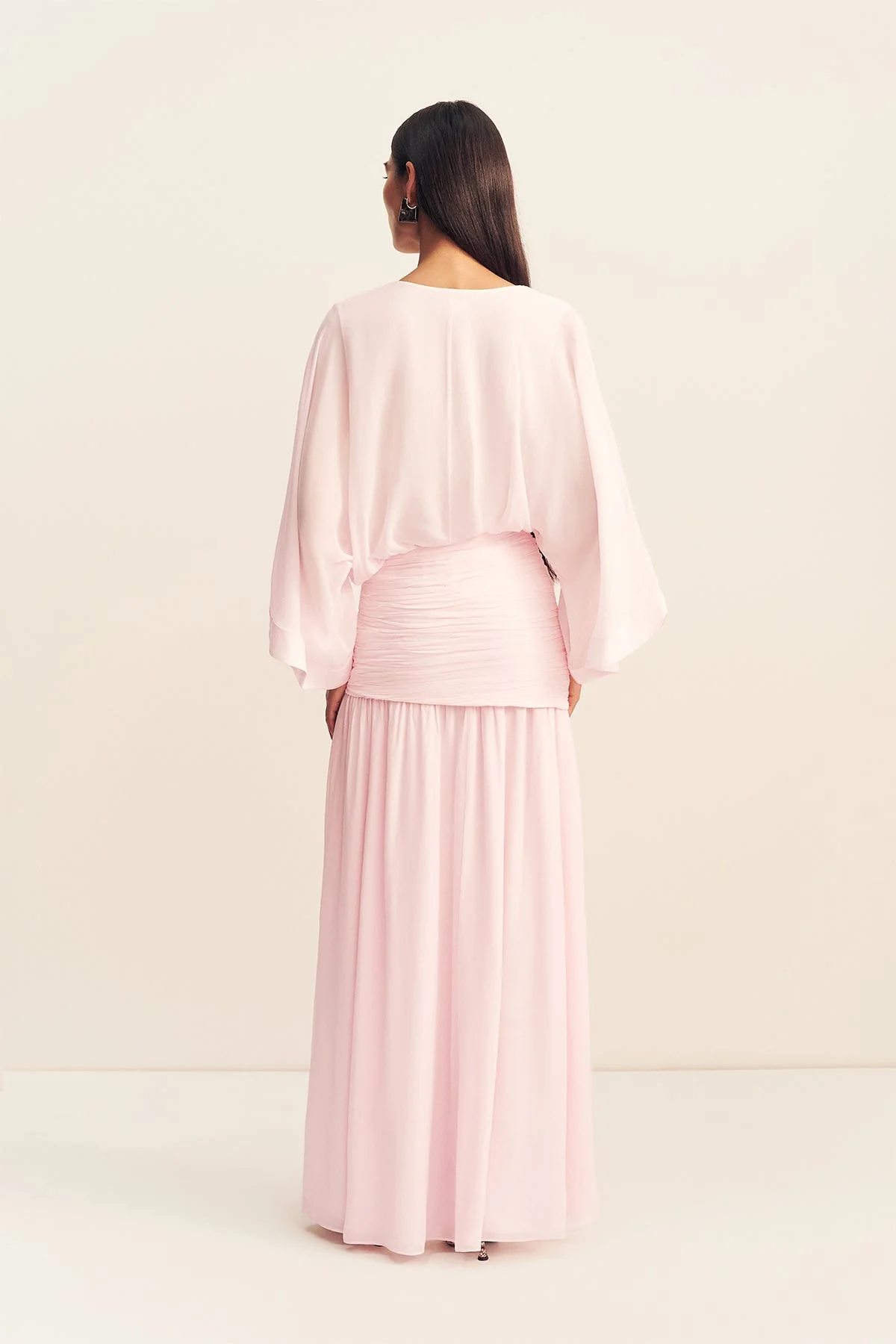 AMINA FLARED SLEEVE PLUNGED MAXI DRESS - FAIRYFLOSS - Image 6