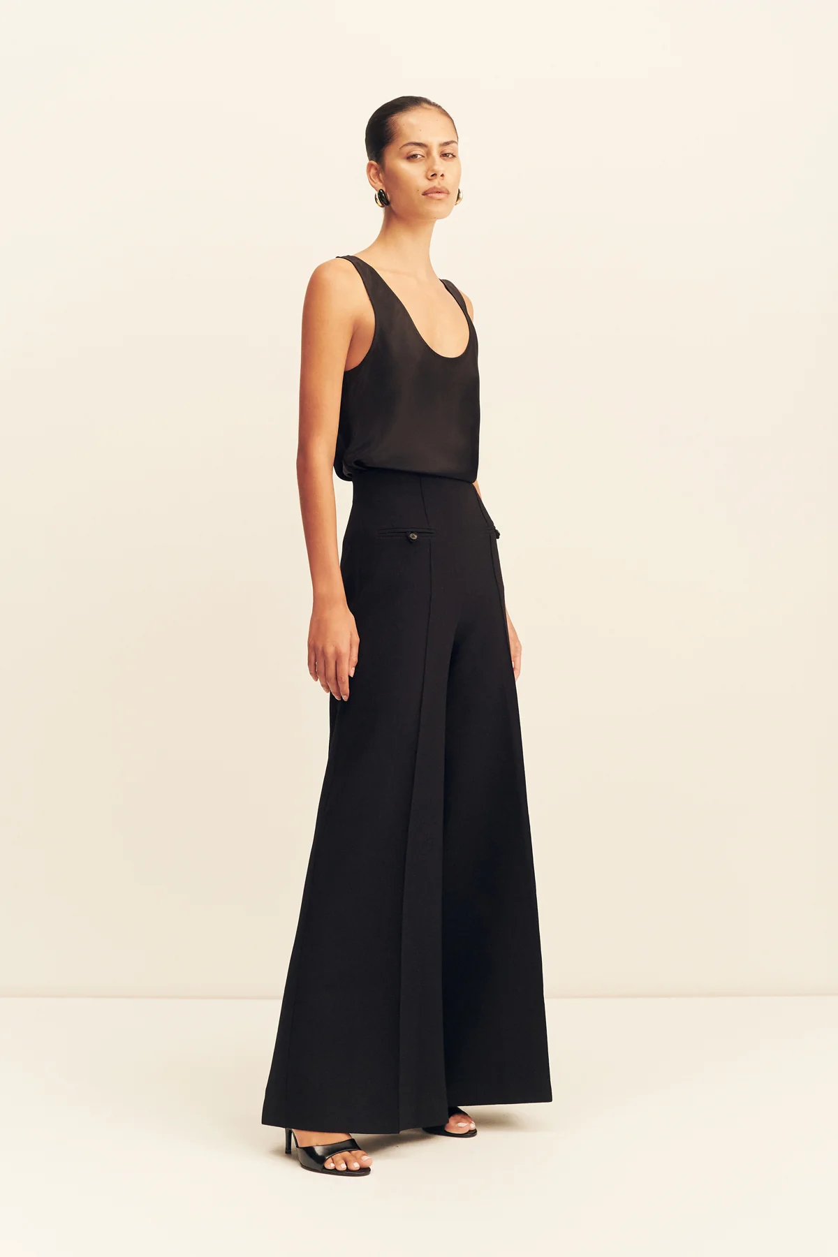 AMURA HIGH WAISTED WIDE LEG PANT - BLACK - Image 3