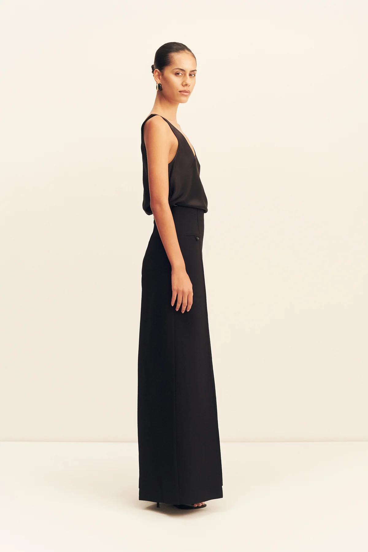 AMURA HIGH WAISTED WIDE LEG PANT - BLACK - Image 4