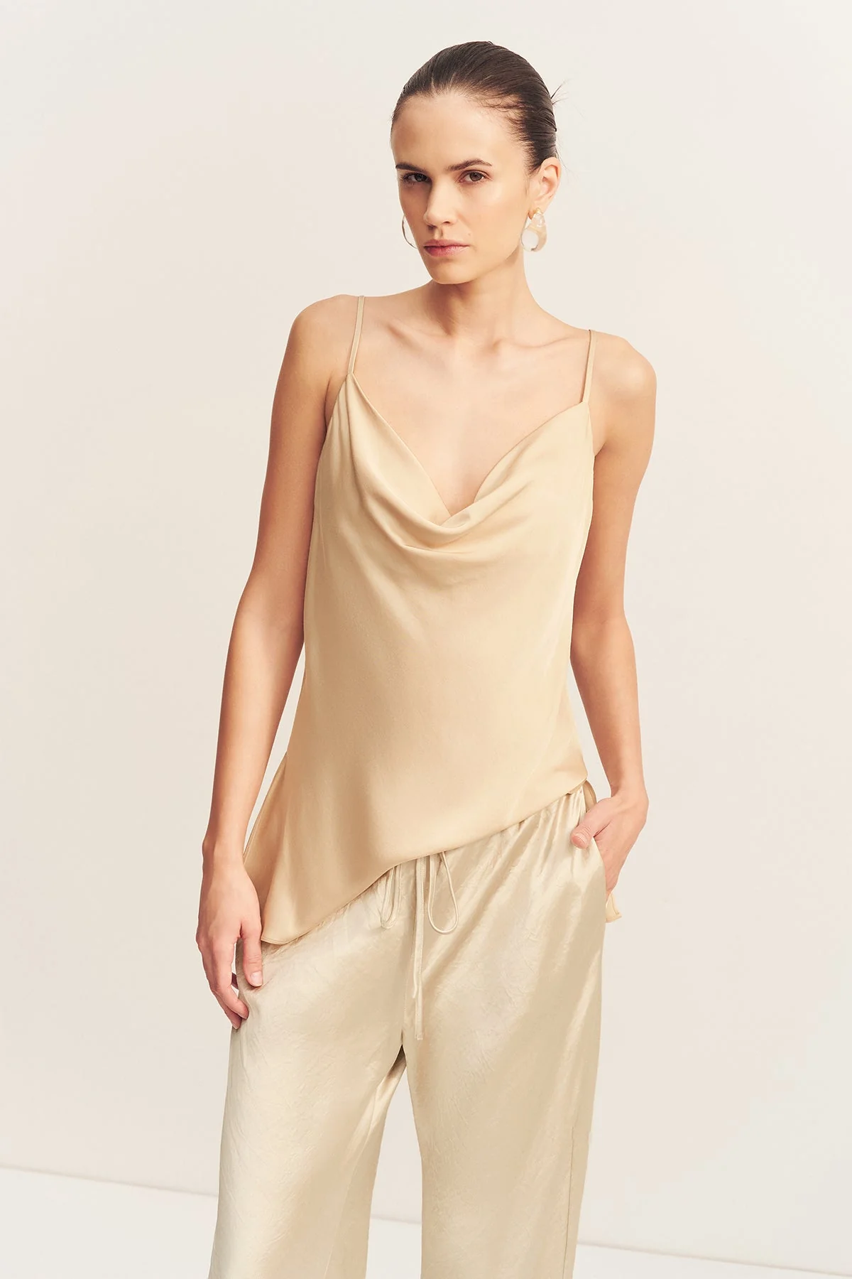 ANDIE CRUSHED DRAWSTRING PANT - CHAMPAGNE - Image 2