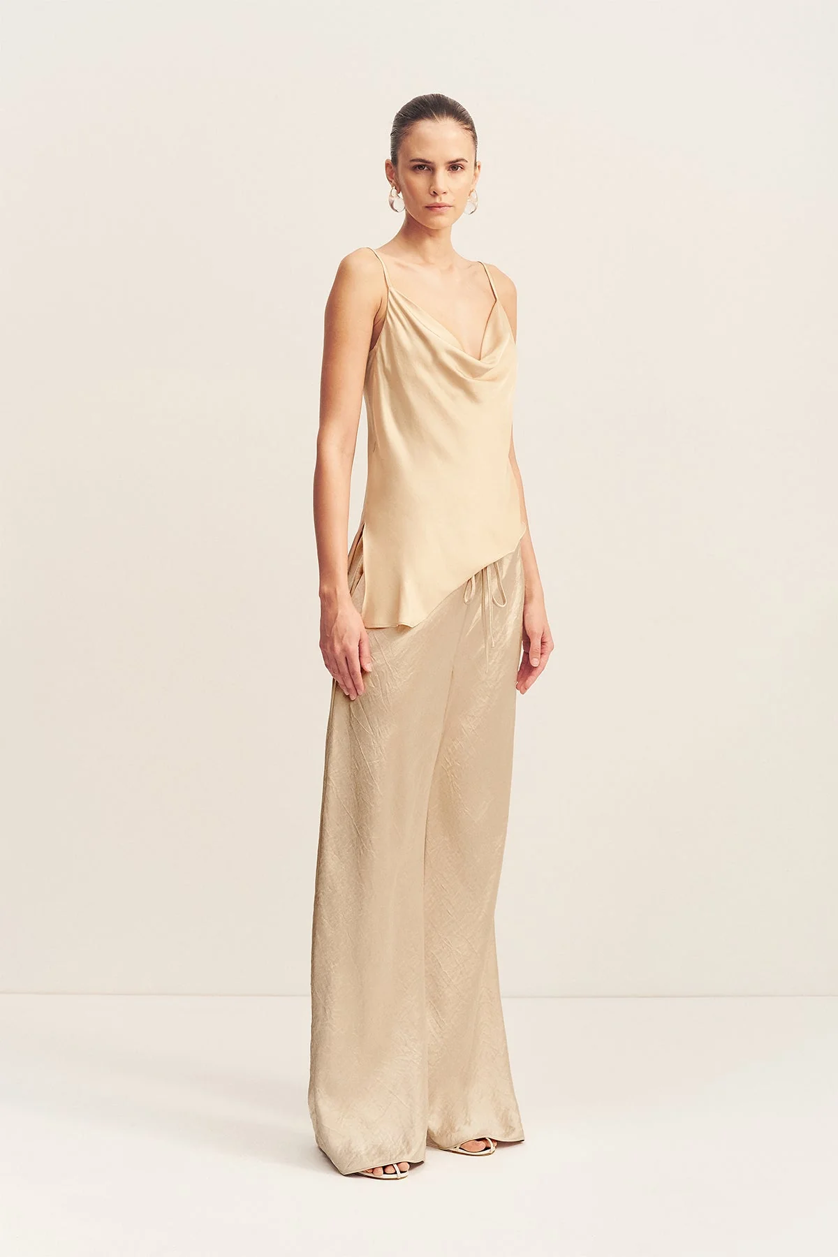 ANDIE CRUSHED DRAWSTRING PANT - CHAMPAGNE - Image 3