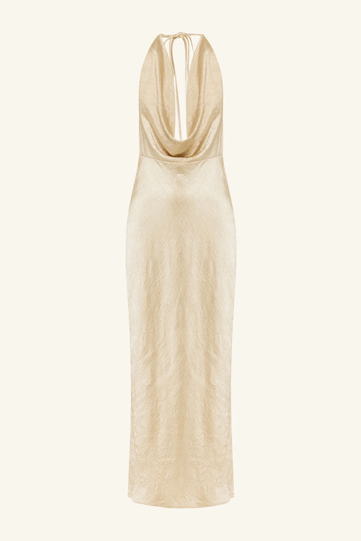 ANDIE CRUSHED LOW COWL MAXI DRESS - CHAMPAGNE - Image 8