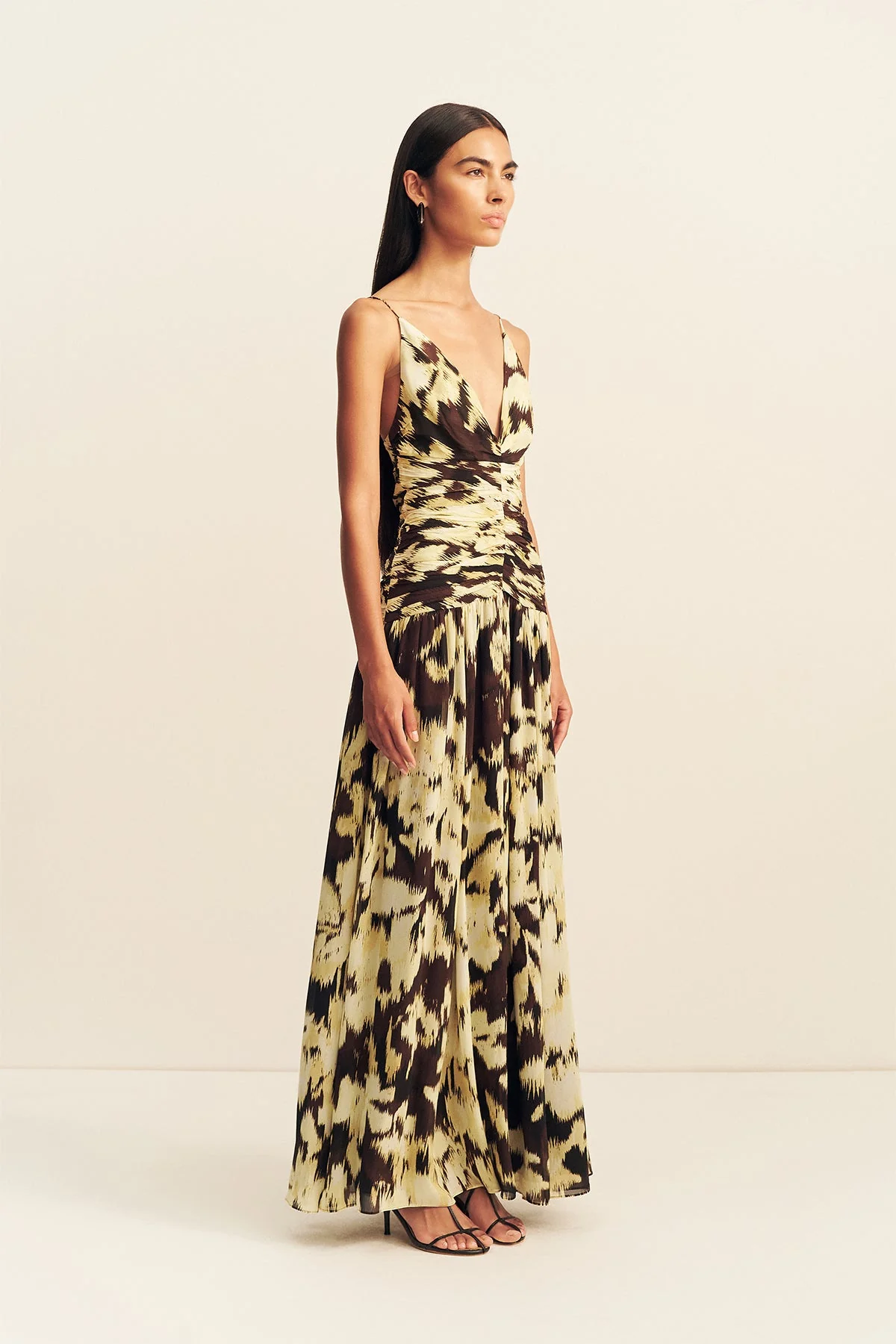 BENNY PLUNGED GATHERED MAXI DRESS - Image 3