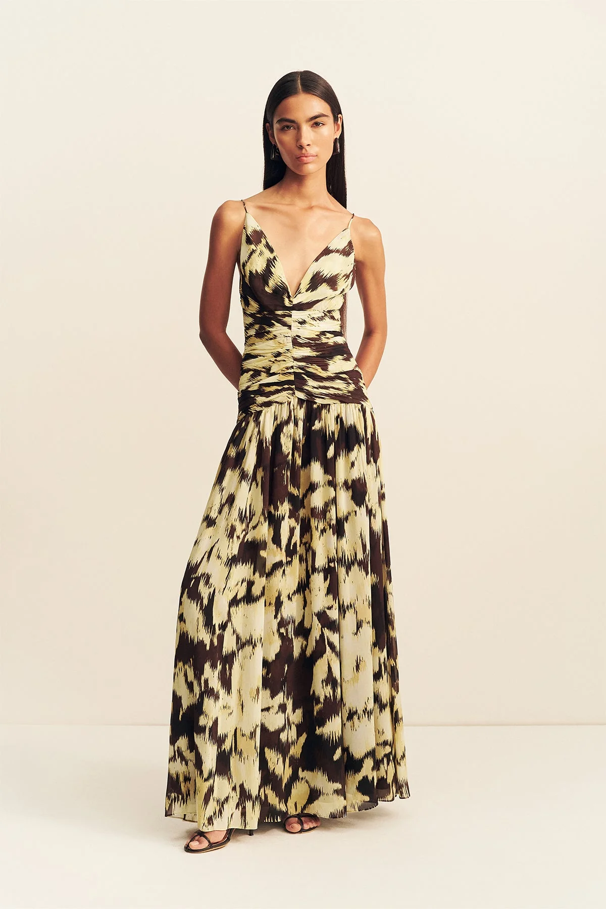 BENNY PLUNGED GATHERED MAXI DRESS - Image 6