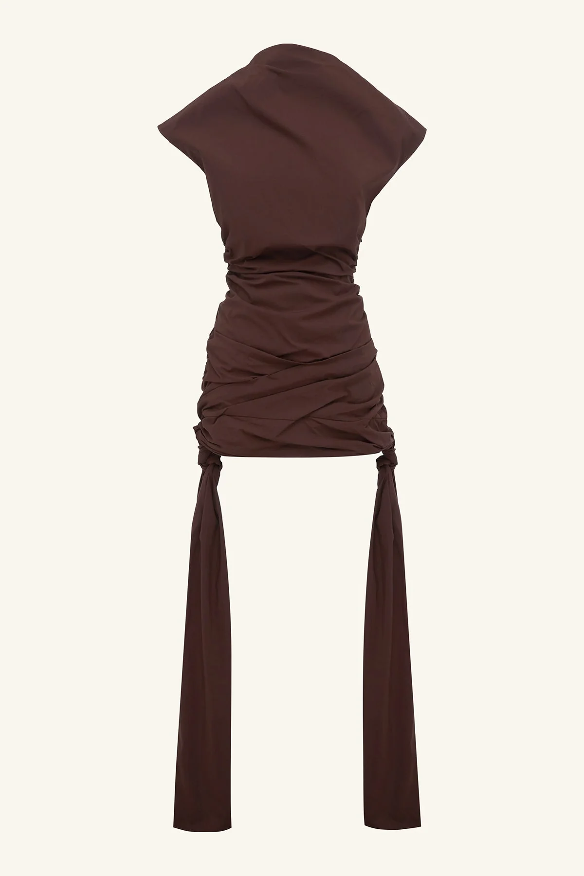 CAMPBELL DRAPED TIE MINI DRESS - RISTRETTO - Image 7