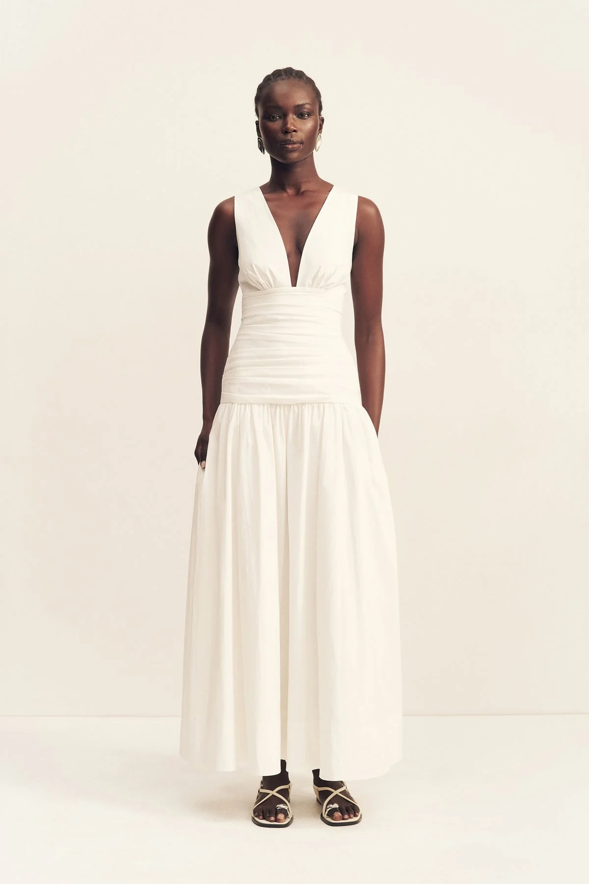 CAMPBELL GATHERED MAXI DRESS - IVORY