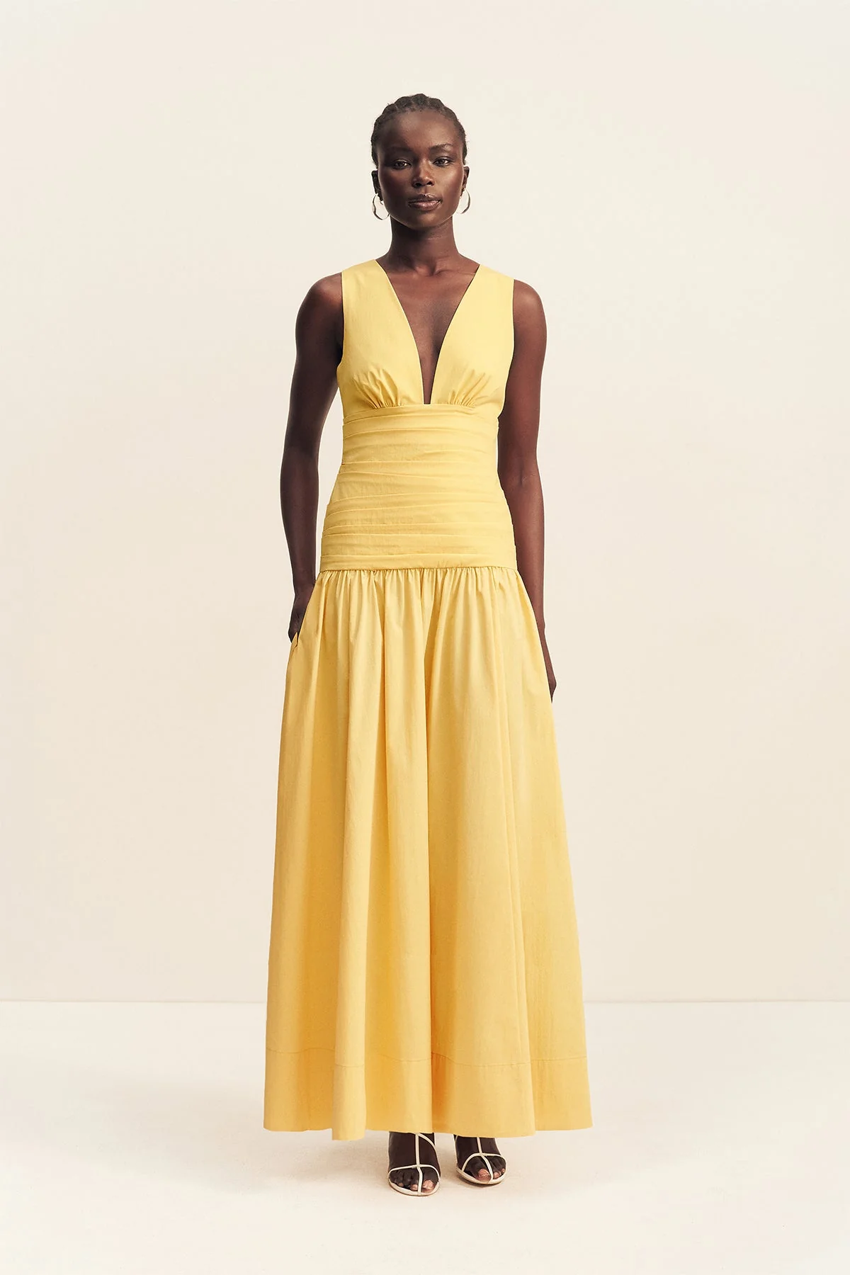 CAMPBELL GATHERED MAXI DRESS - SOLEIL