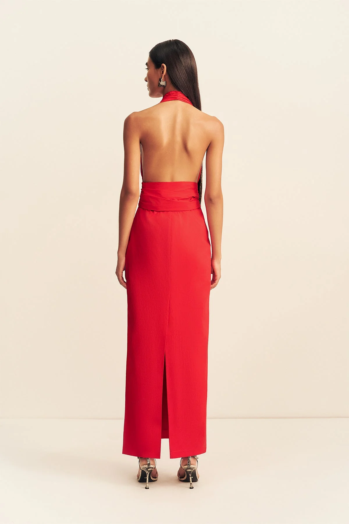 CAMPBELL HALTER PLUNGED MAXI DRESS - GOJI - Image 5