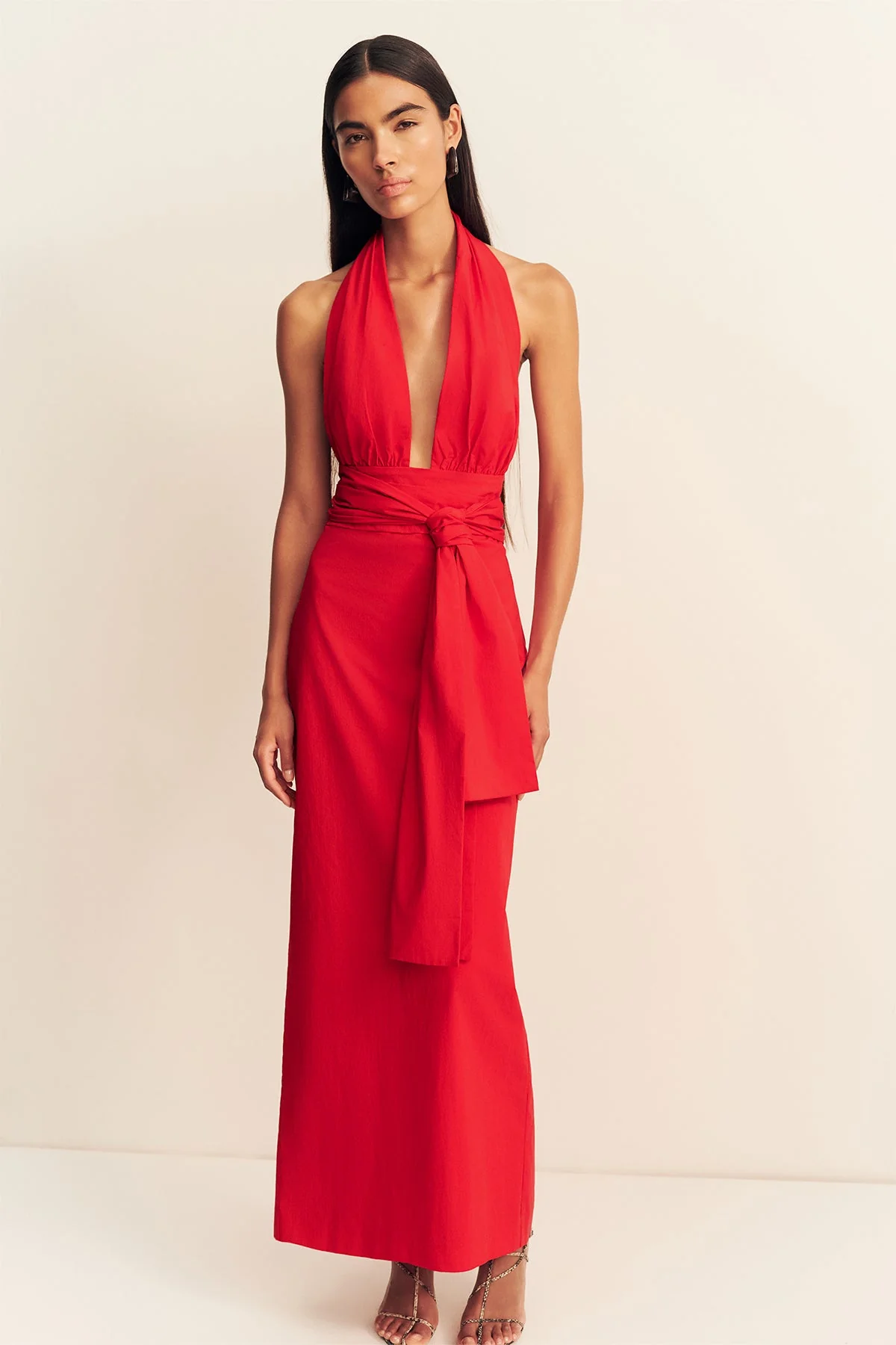 CAMPBELL HALTER PLUNGED MAXI DRESS - GOJI - Image 6
