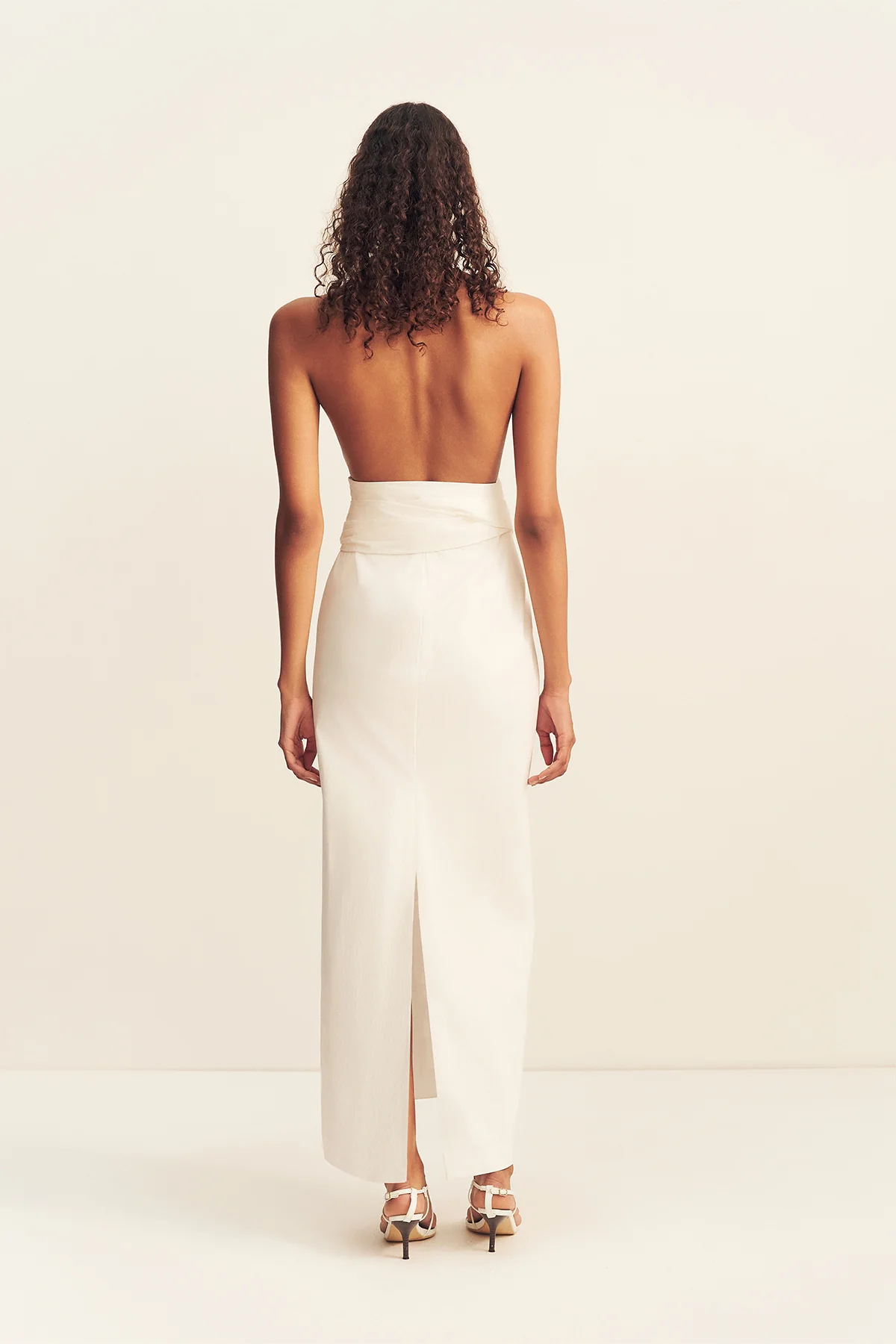 CAMPBELL HALTER PLUNGED MAXI DRESS - IVORY - Image 5