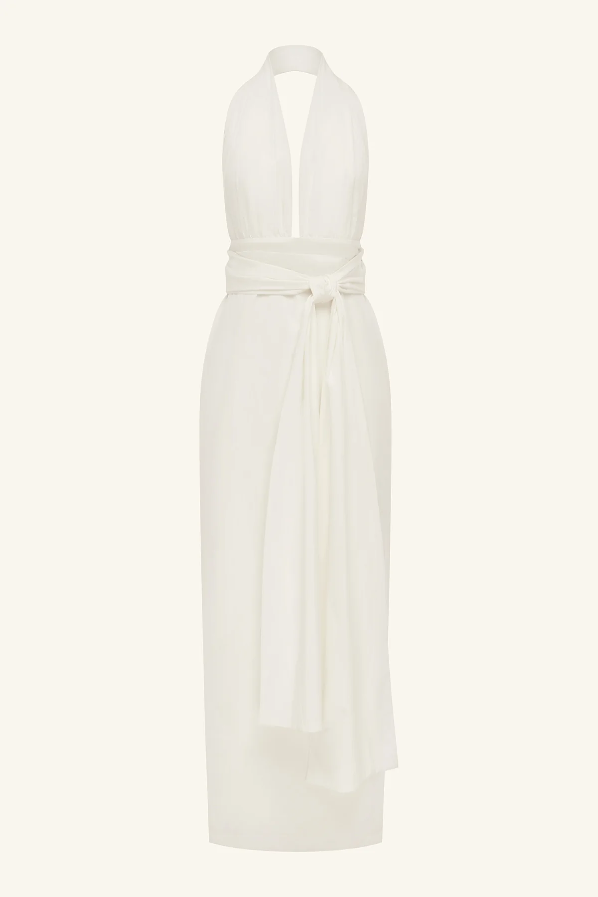 CAMPBELL HALTER PLUNGED MAXI DRESS - IVORY - Image 6
