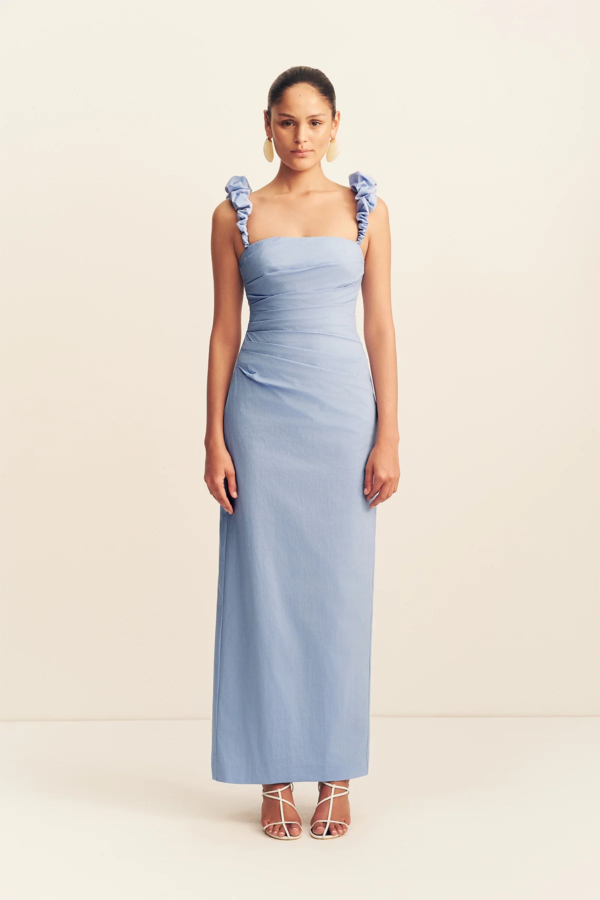 CAMPBELL OFF SHOULDER DRAPED MAXI DRESS - AZURINE - Image 6
