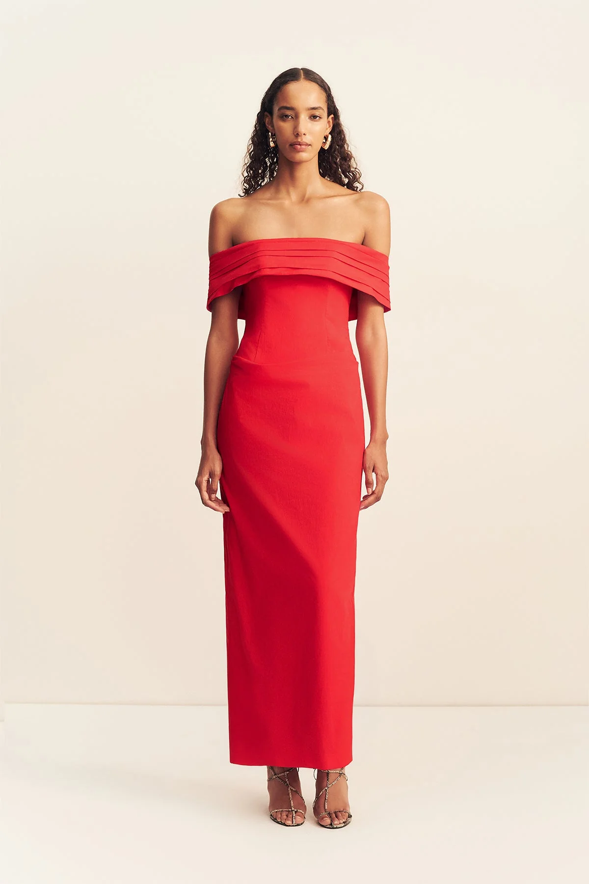 CAMPBELL OFF SHOULDER FITTED MAXI DRESS - GOJI
