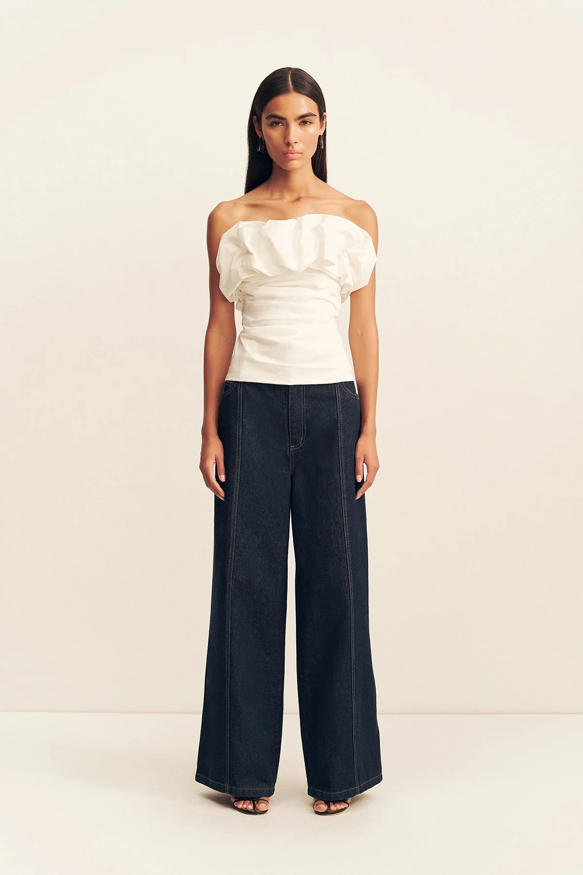 CAMPBELL STRAPLESS BUBBLE TOP - IVORY