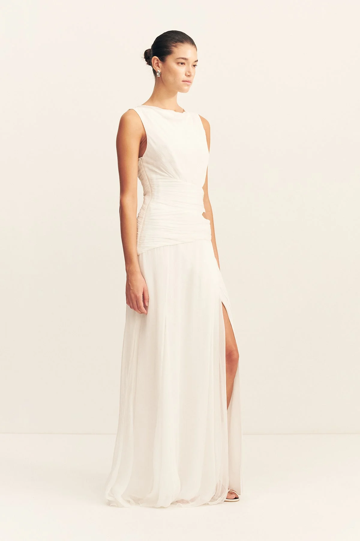 CLAUDE SIDE SPLIT MAXI DRESS - IVORY - Image 3
