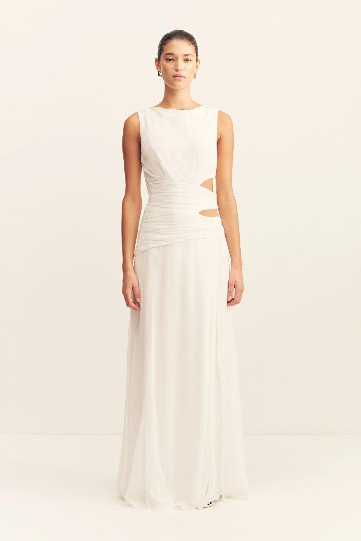 CLAUDE SIDE SPLIT MAXI DRESS - IVORY - Image 6