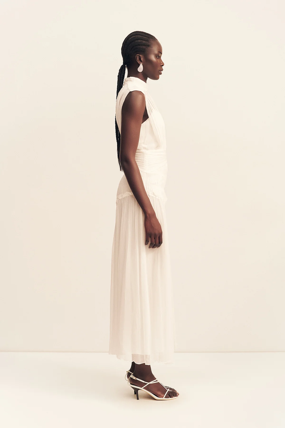 CLEMENCE HIGH NECK MAXI DRESS - IVORY - Image 4
