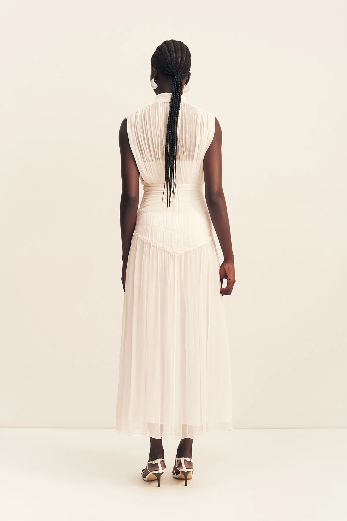 CLEMENCE HIGH NECK MAXI DRESS - IVORY - Image 5