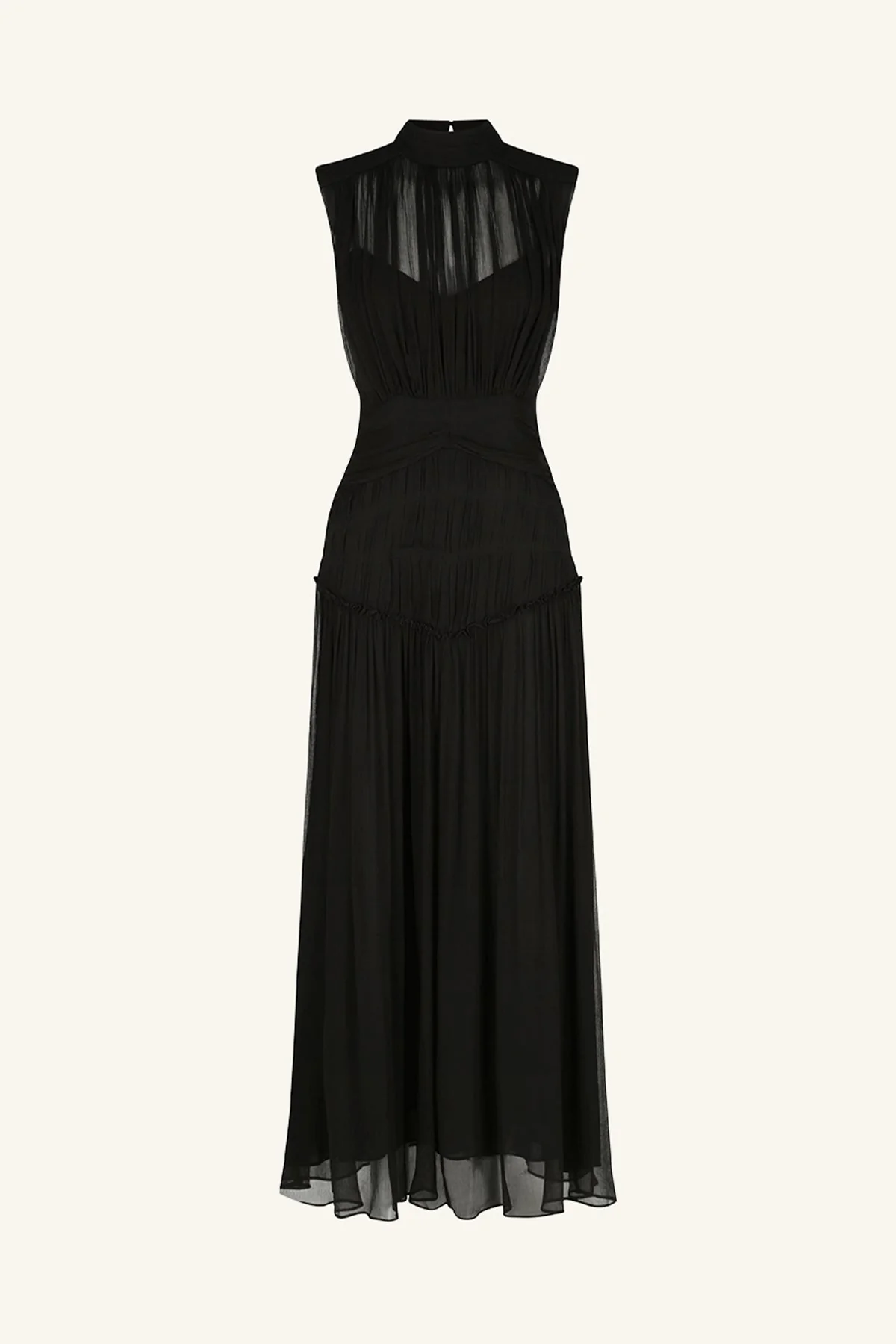 CLEMENCE HIGH NECK MIDI DRESS - BLACK - Image 8