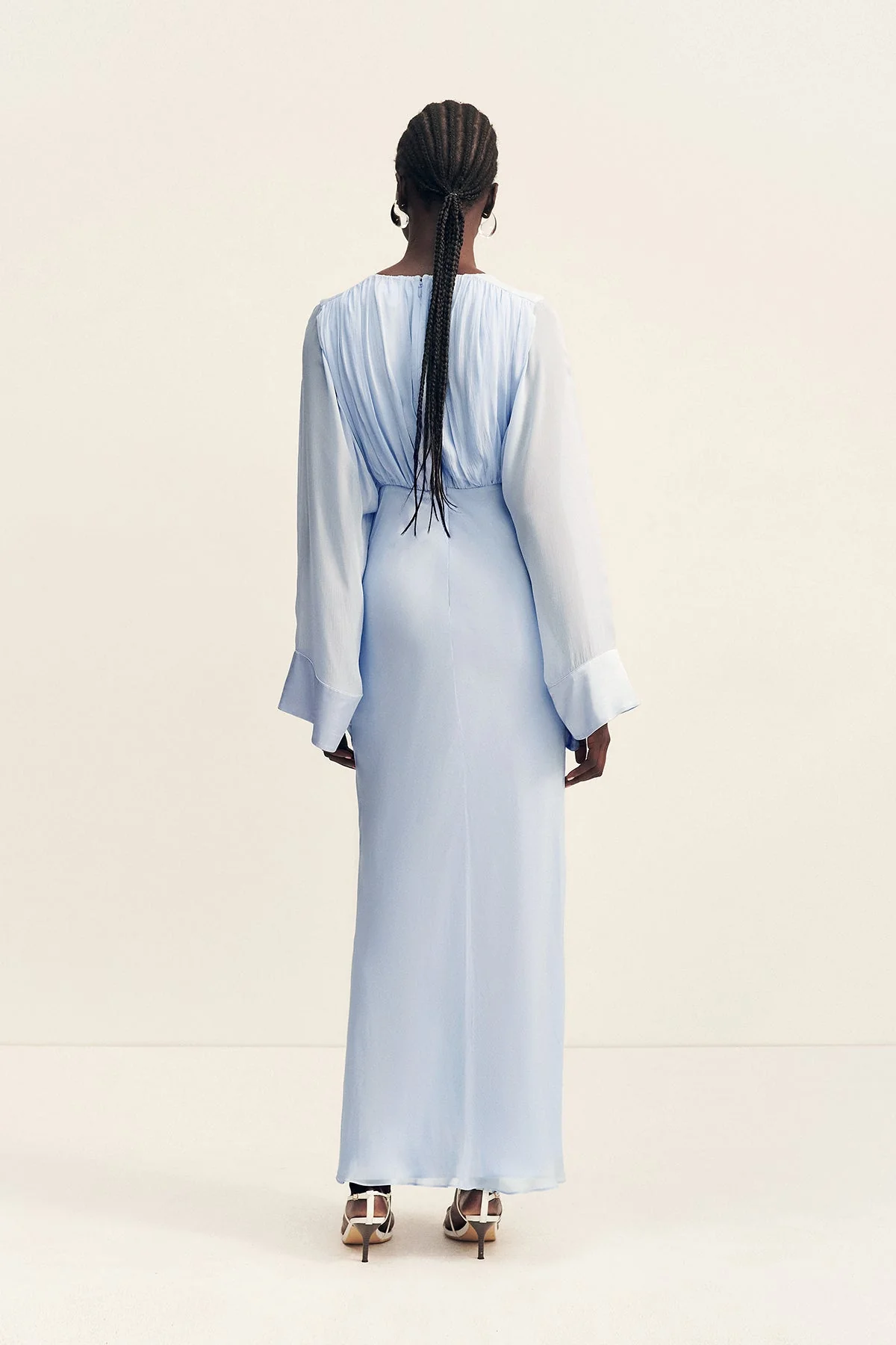 EDIE FLARED SLEEVE MAXI DRESS WITH SCARF - ARCADIAN BLUE - Image 4