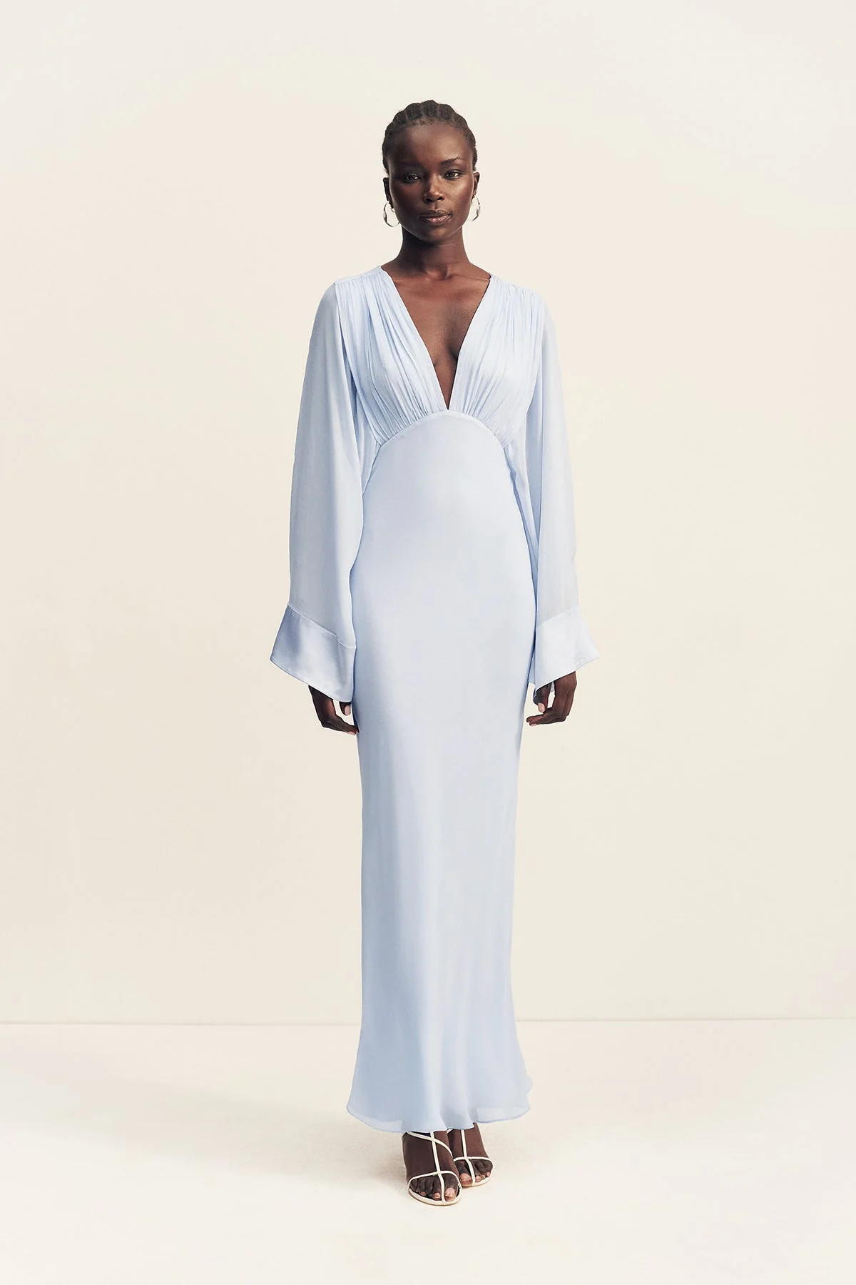 EDIE FLARED SLEEVE MAXI DRESS WITH SCARF - ARCADIAN BLUE - Image 5