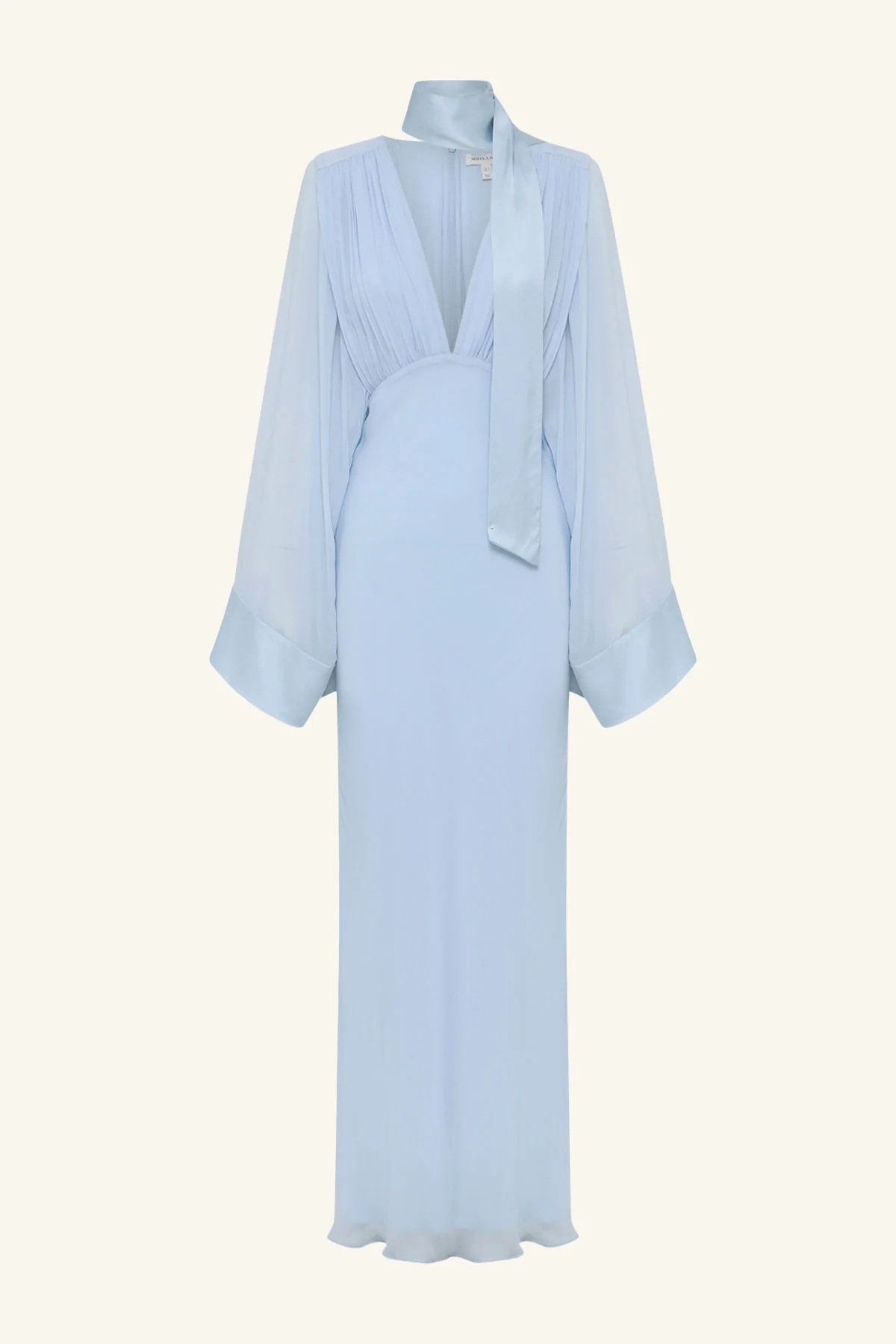 EDIE FLARED SLEEVE MAXI DRESS WITH SCARF - ARCADIAN BLUE - Image 7