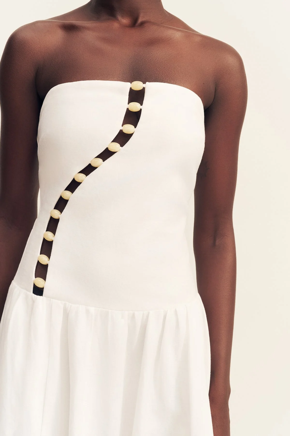 EFFIE LINEN BLEND MAXI DRESS WITH BEADS - IVORY - Image 7