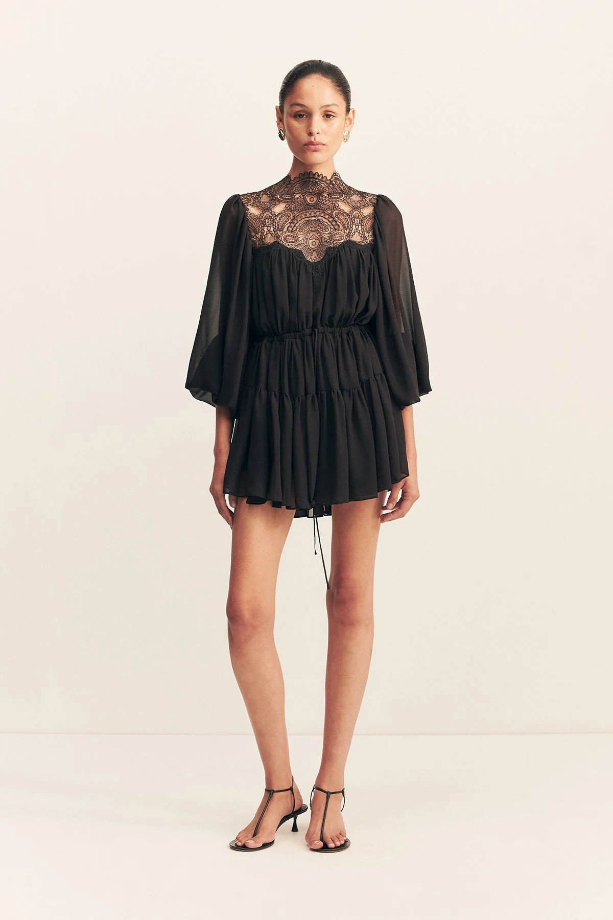 EMORY LONG SLEEVE MINI DRESS - BLACK