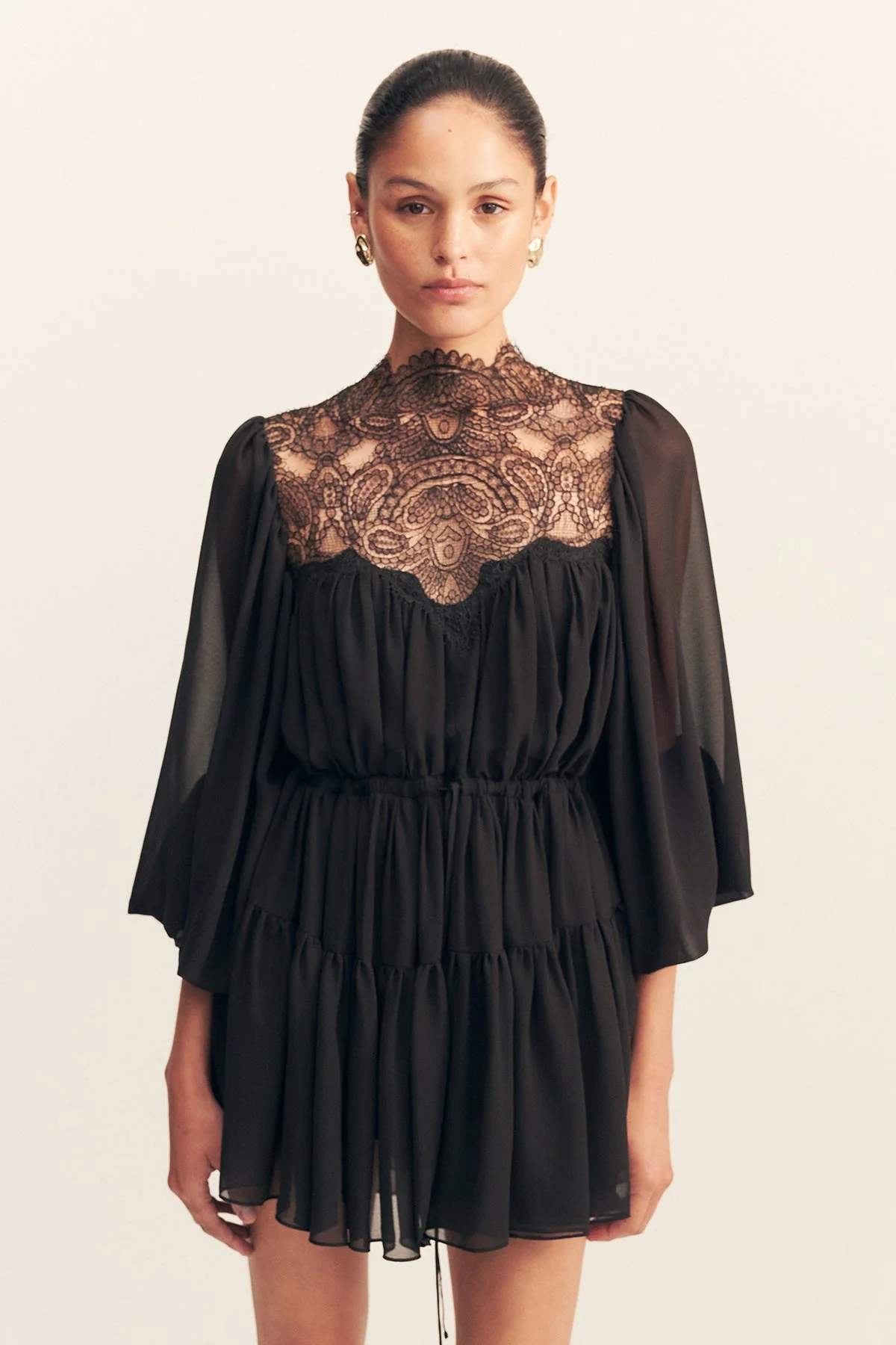 EMORY LONG SLEEVE MINI DRESS - BLACK - Image 2