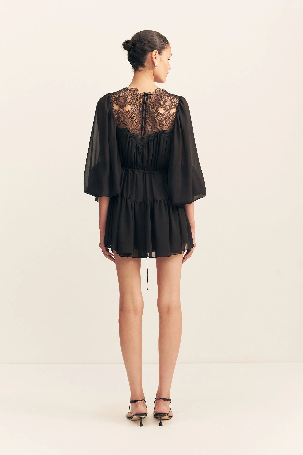 EMORY LONG SLEEVE MINI DRESS - BLACK - Image 5