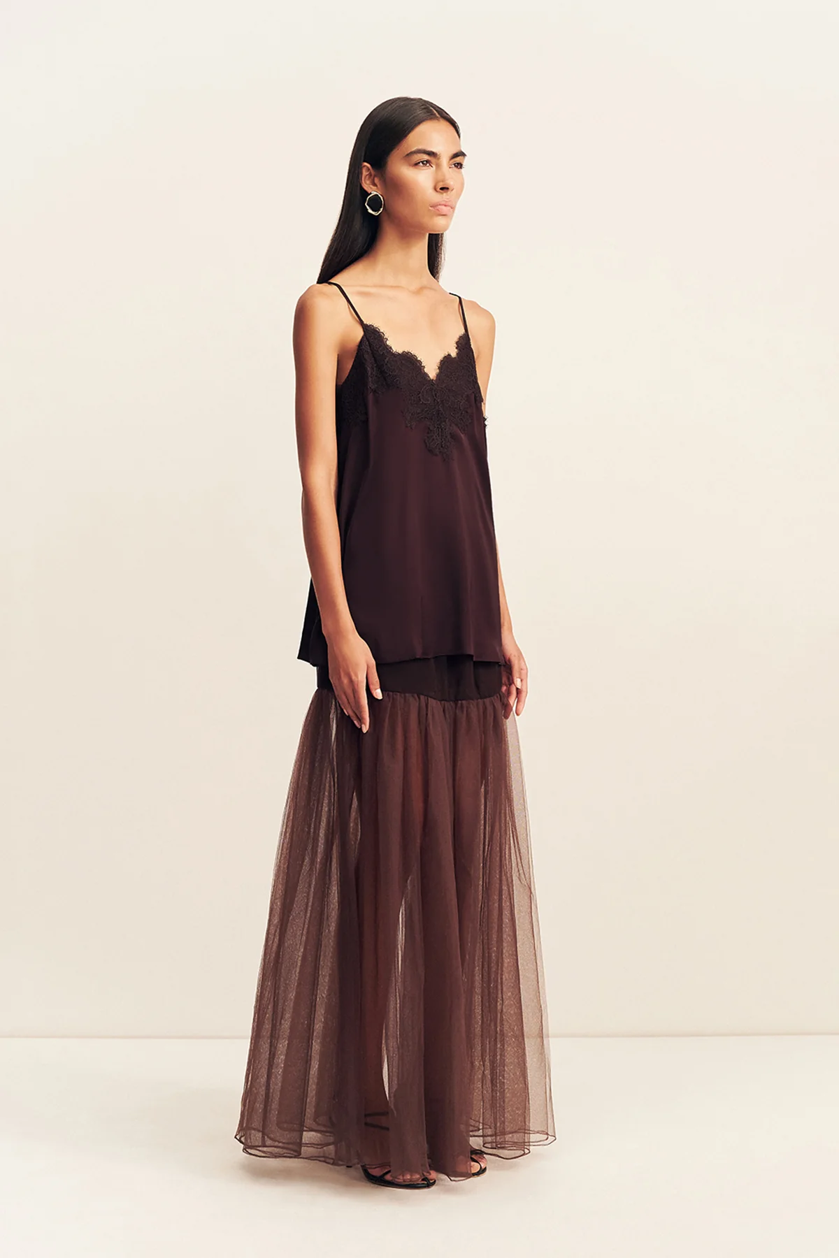 HALO SHEER MAXI SKIRT - ESPRESSO - Image 2