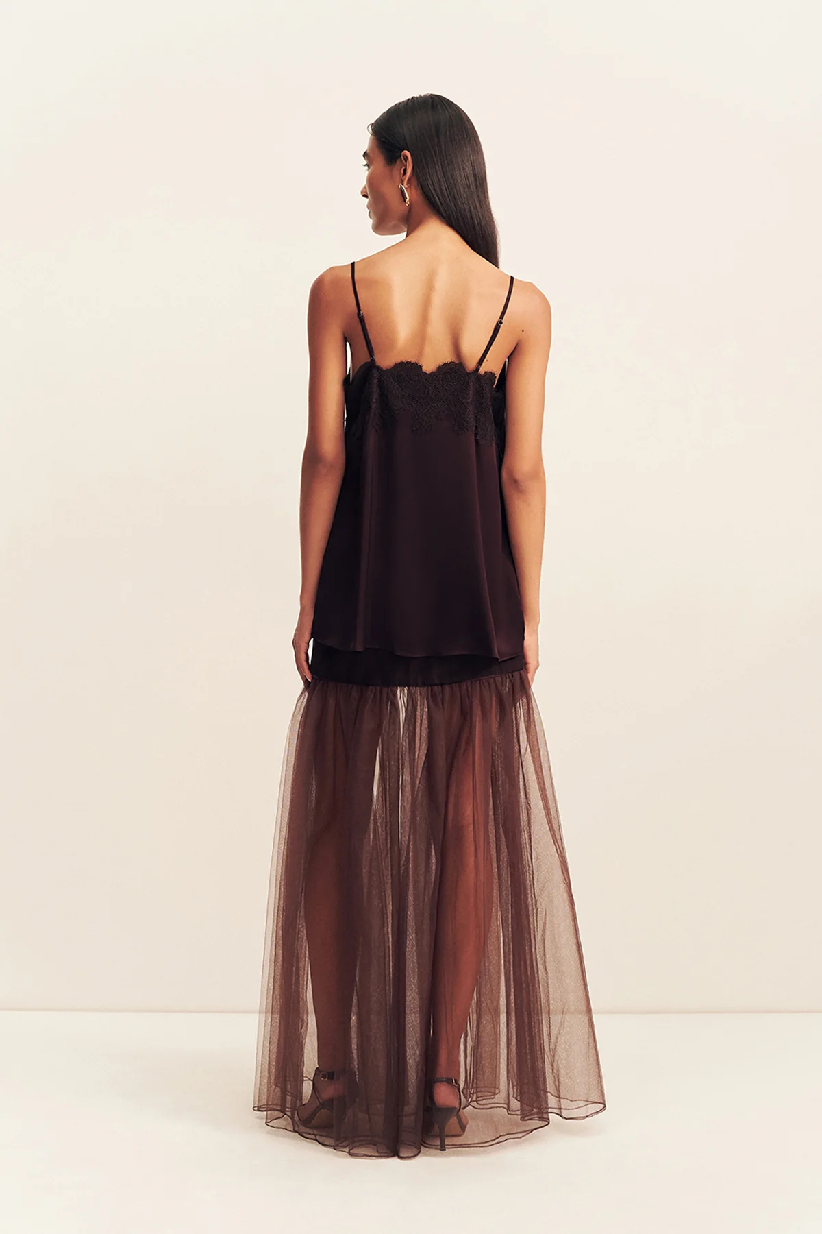 HALO SHEER MAXI SKIRT - ESPRESSO - Image 3