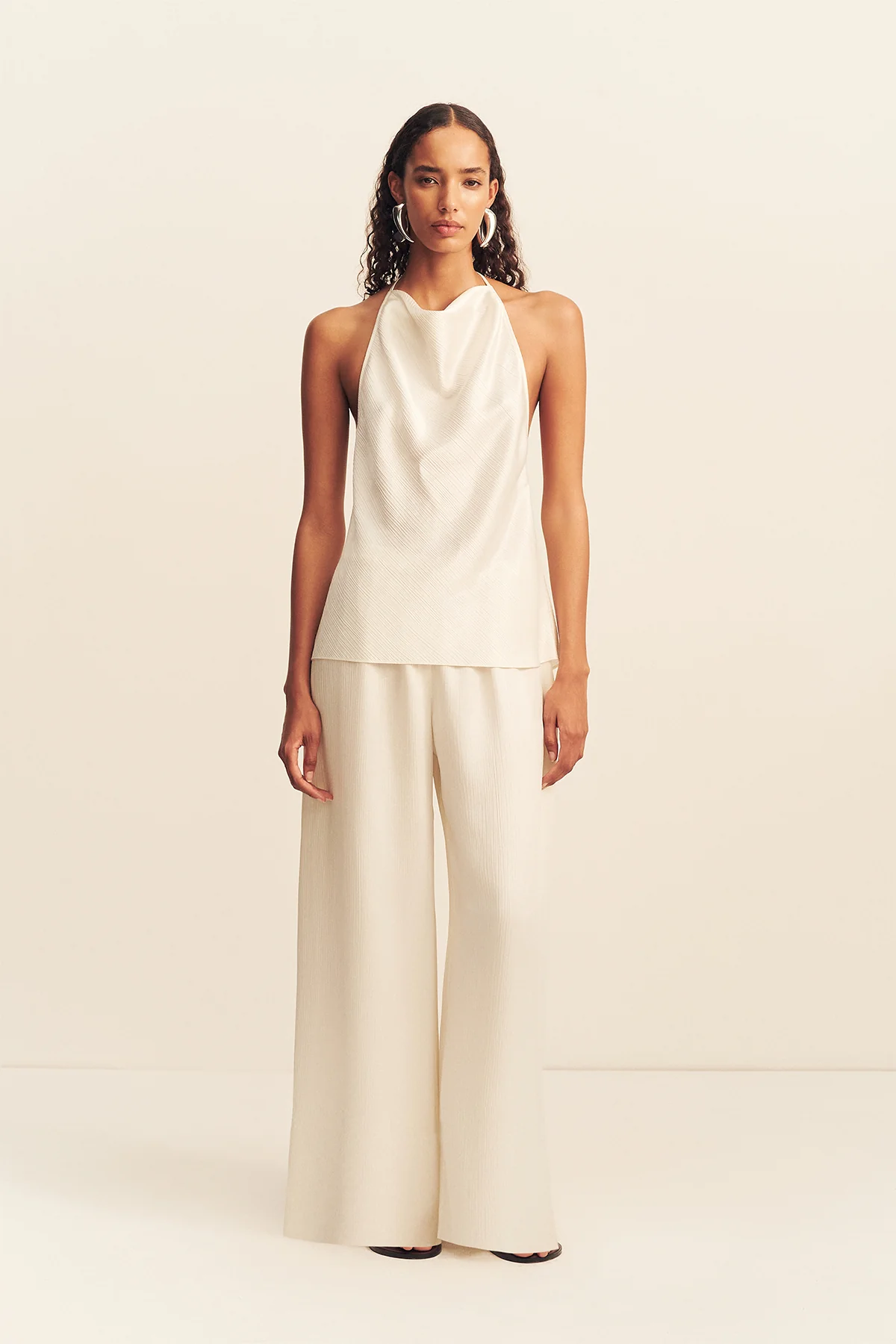 HUXLEY TEXTURED OPEN BACK TOP - VANILLA