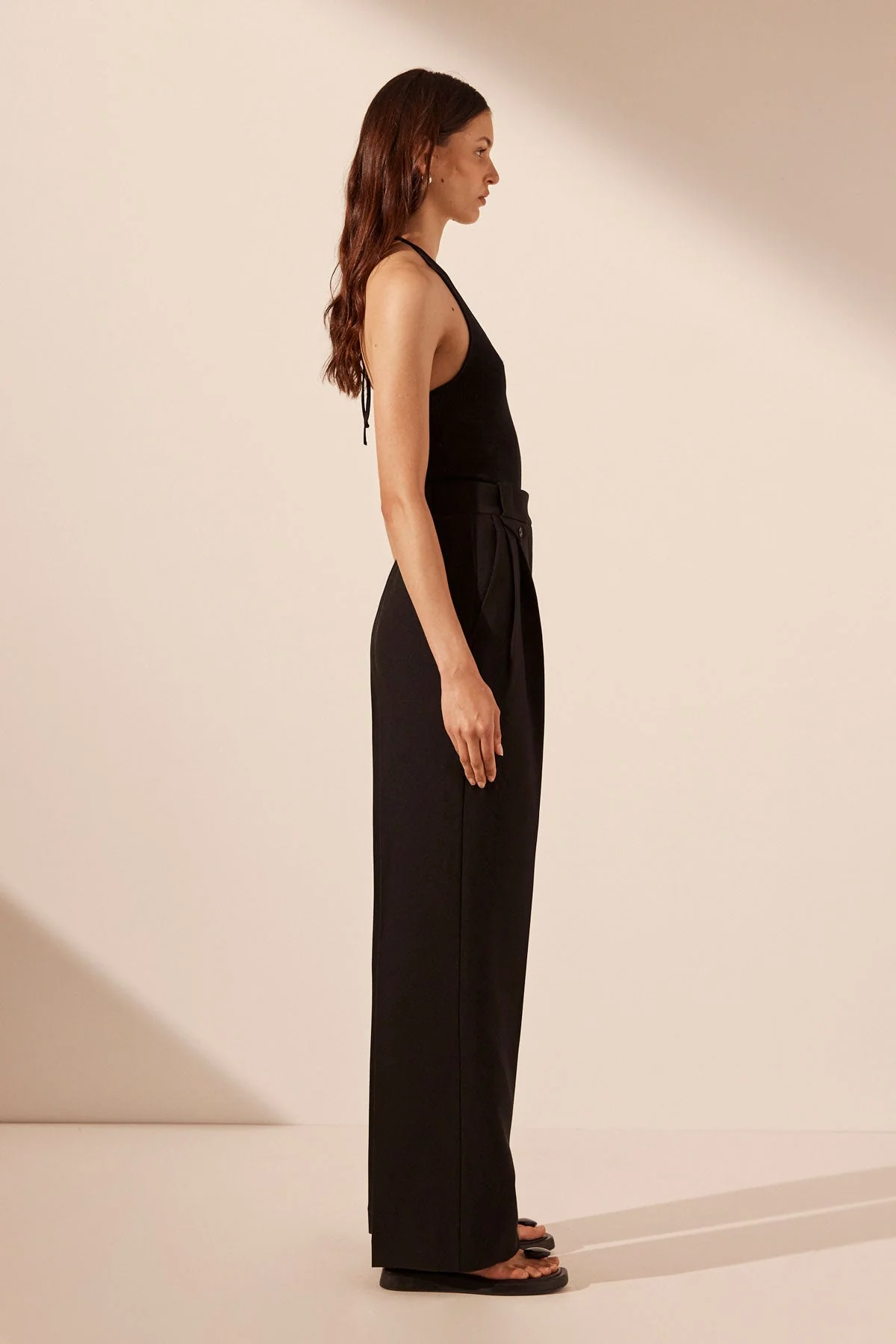 IRENA HIGH WAISTED TAILORED PANT - BLACK - Image 3