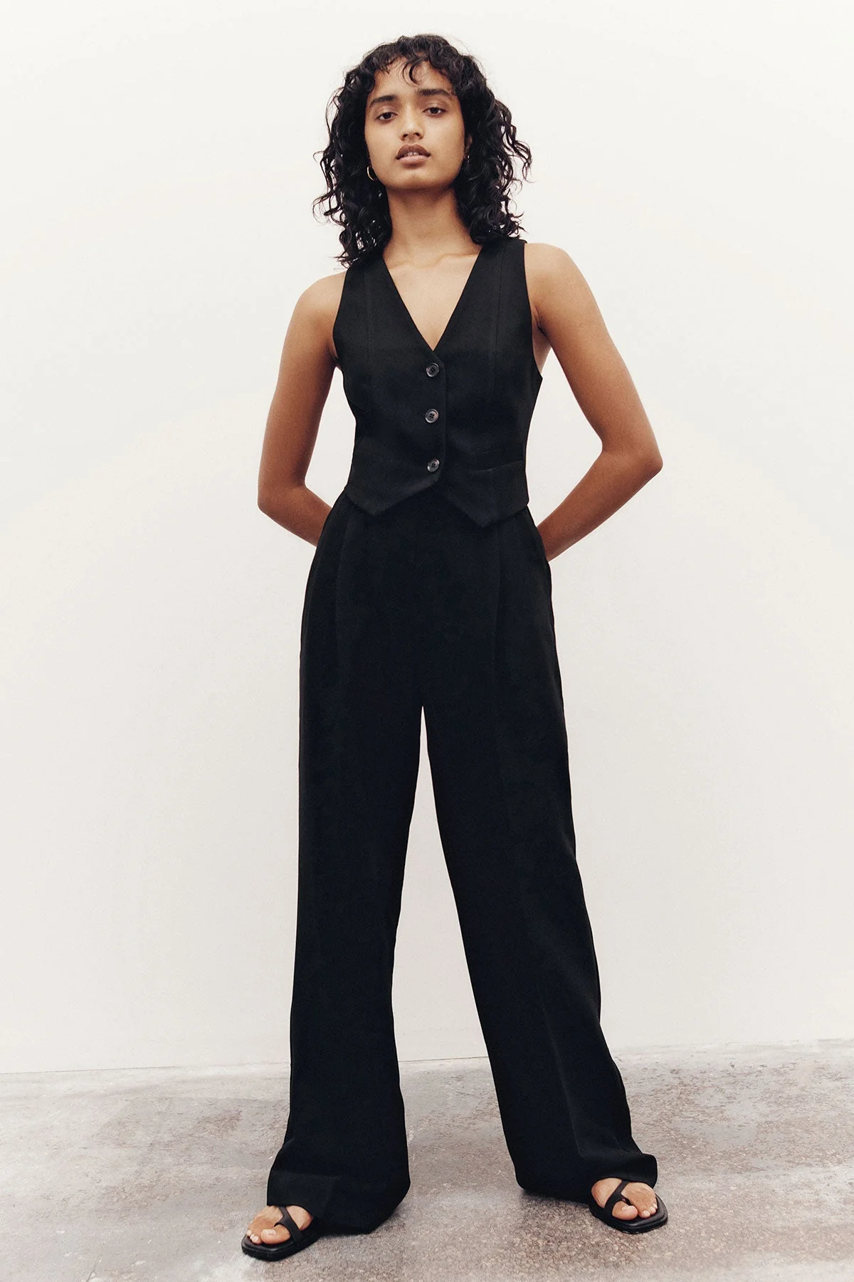 IRENA HIGH WAISTED TAILORED PANT - BLACK - Image 6