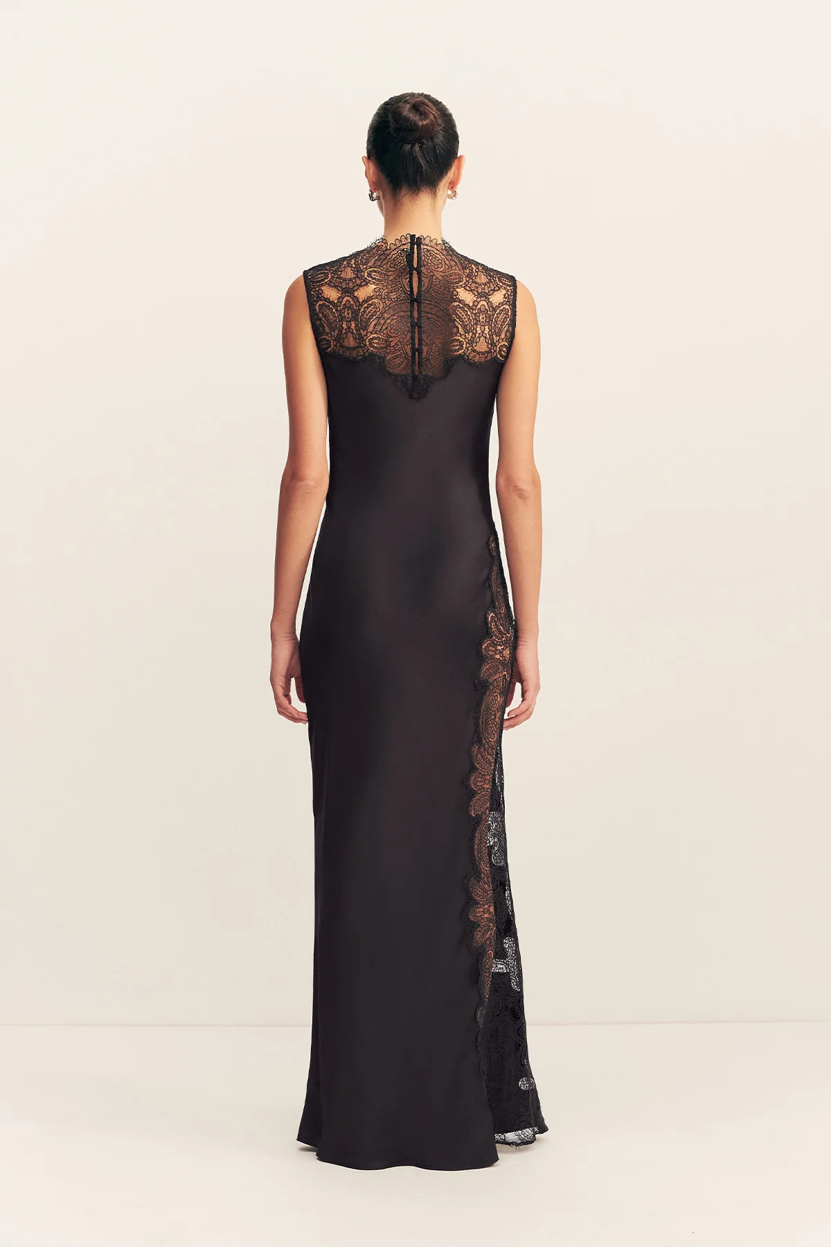 JAMILA LACE HIGH NECK MAXI DRESS - BLACK - Image 5
