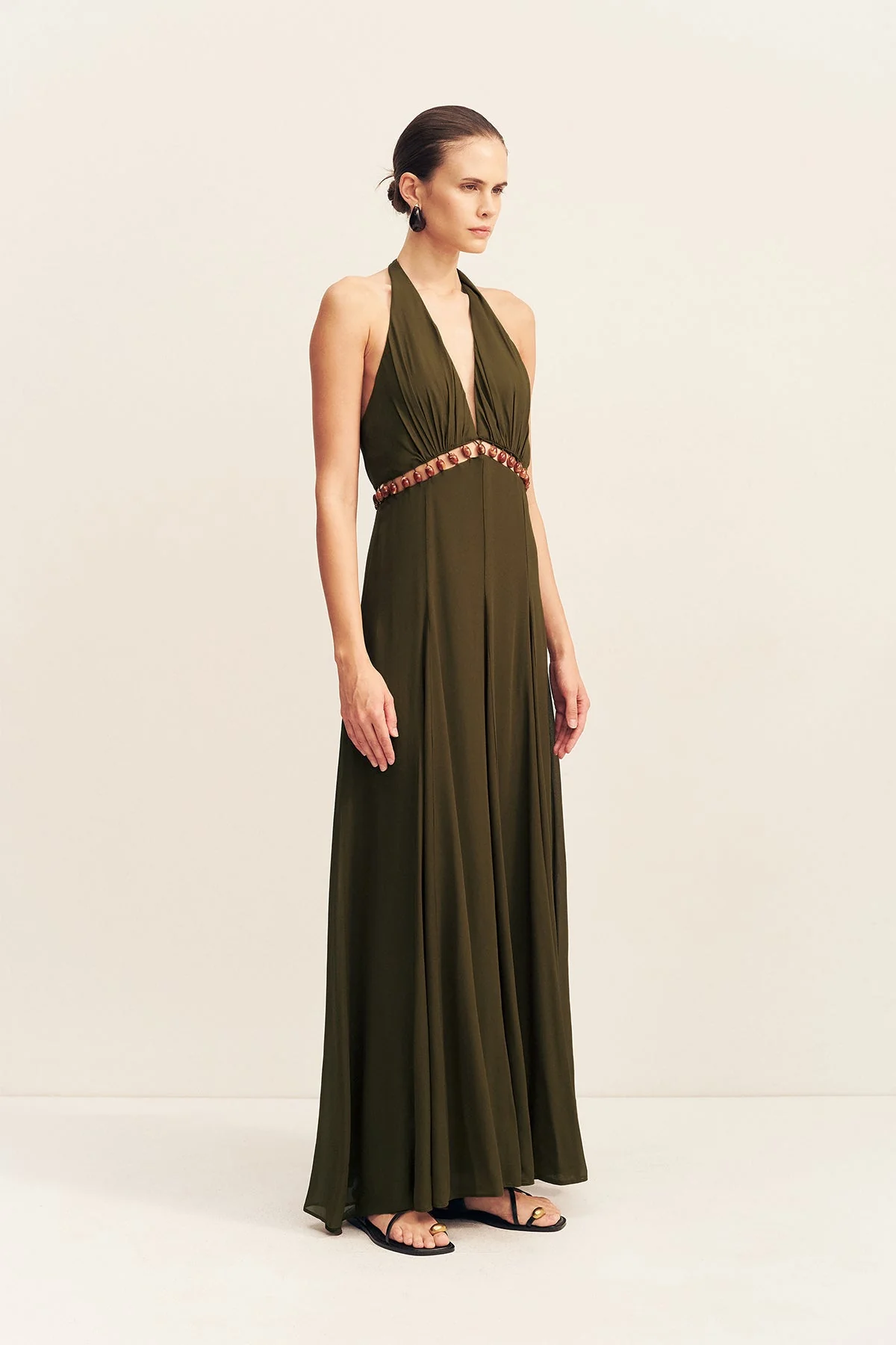 JUNO BEADED PLUNGED MAXI DRESS - JUNGLE - Image 3