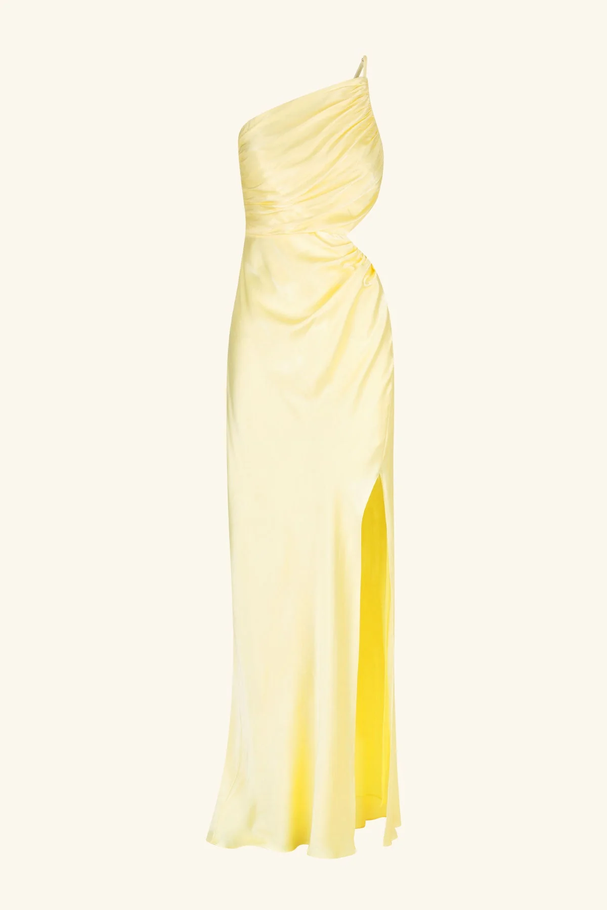 LA LUNE ASYMMETRICAL GATHERED MAXI DRESS - LEMON - Image 8