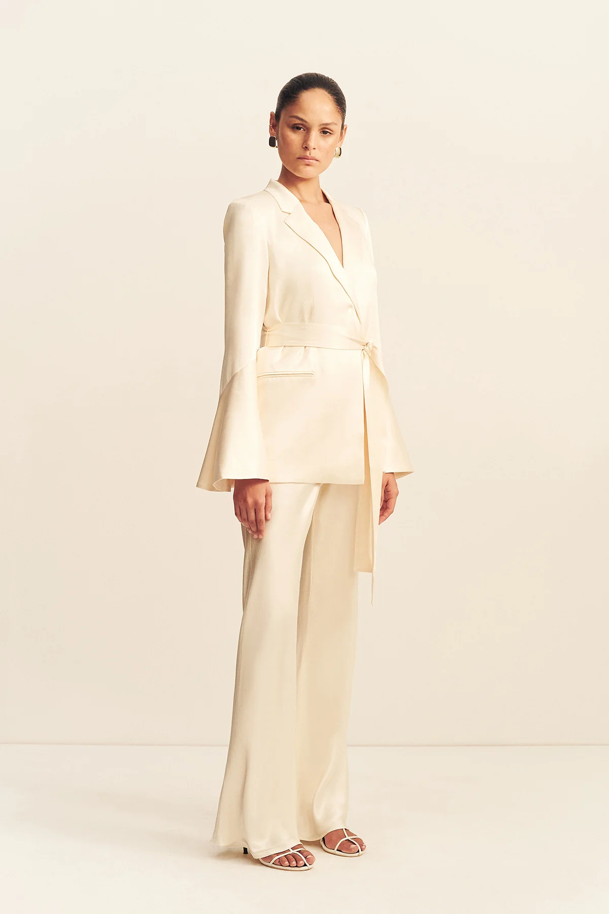 LA LUNE BIAS CUT PANT - CREAM - Image 3